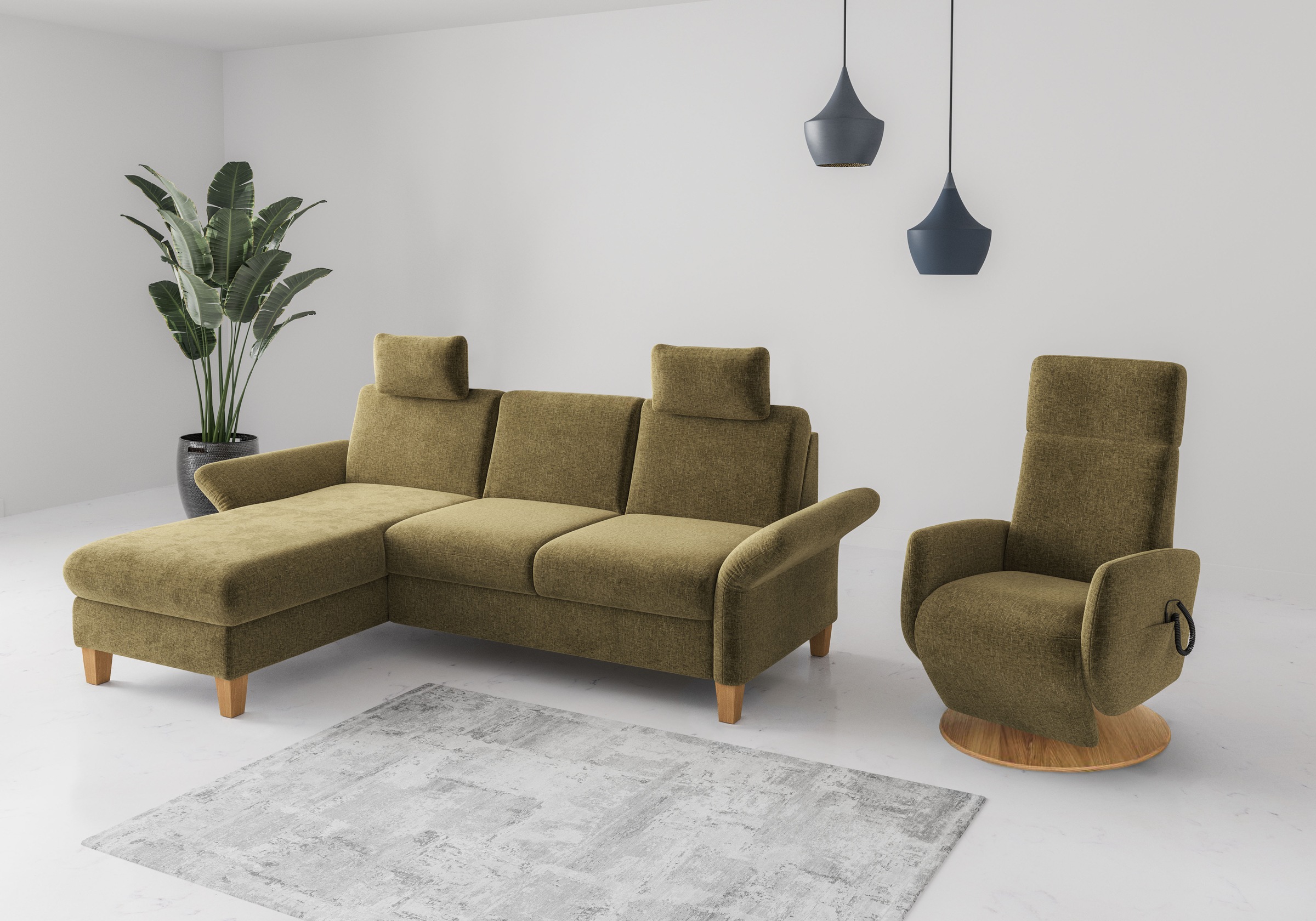 Home affaire Ecksofa »Rochelle«, wahlweise mit Armlverstellung, Klappbett mit Rollen & Bettkasten