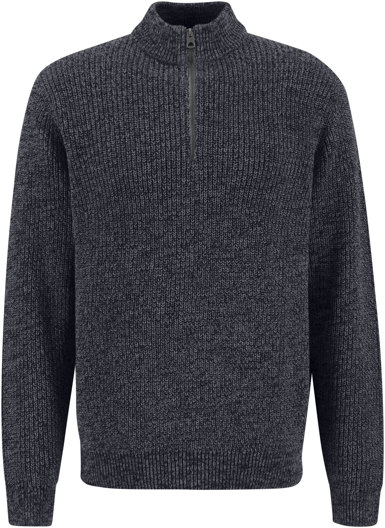 Pull Troyer FYNCH-HATTON En Laine Mélangée - Col Haut, Fermeture éclair Courte, Effet Mélangé, Chaud Et Décontracté