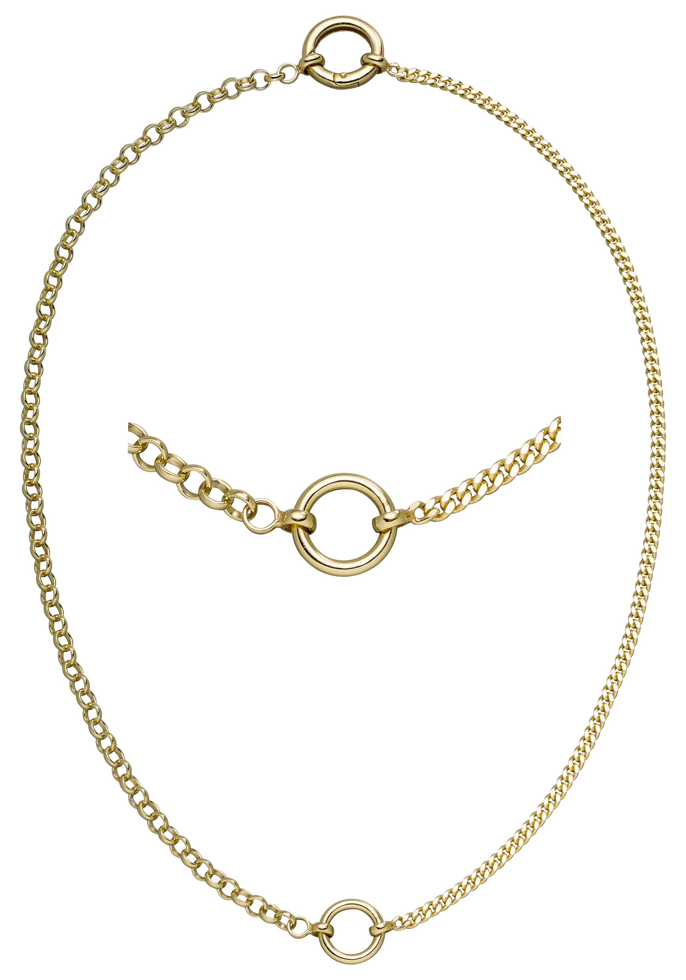 JOBO Kette ohne Anhänger »Split-Chain Statement« 925 Silber vergoldet 43 cm