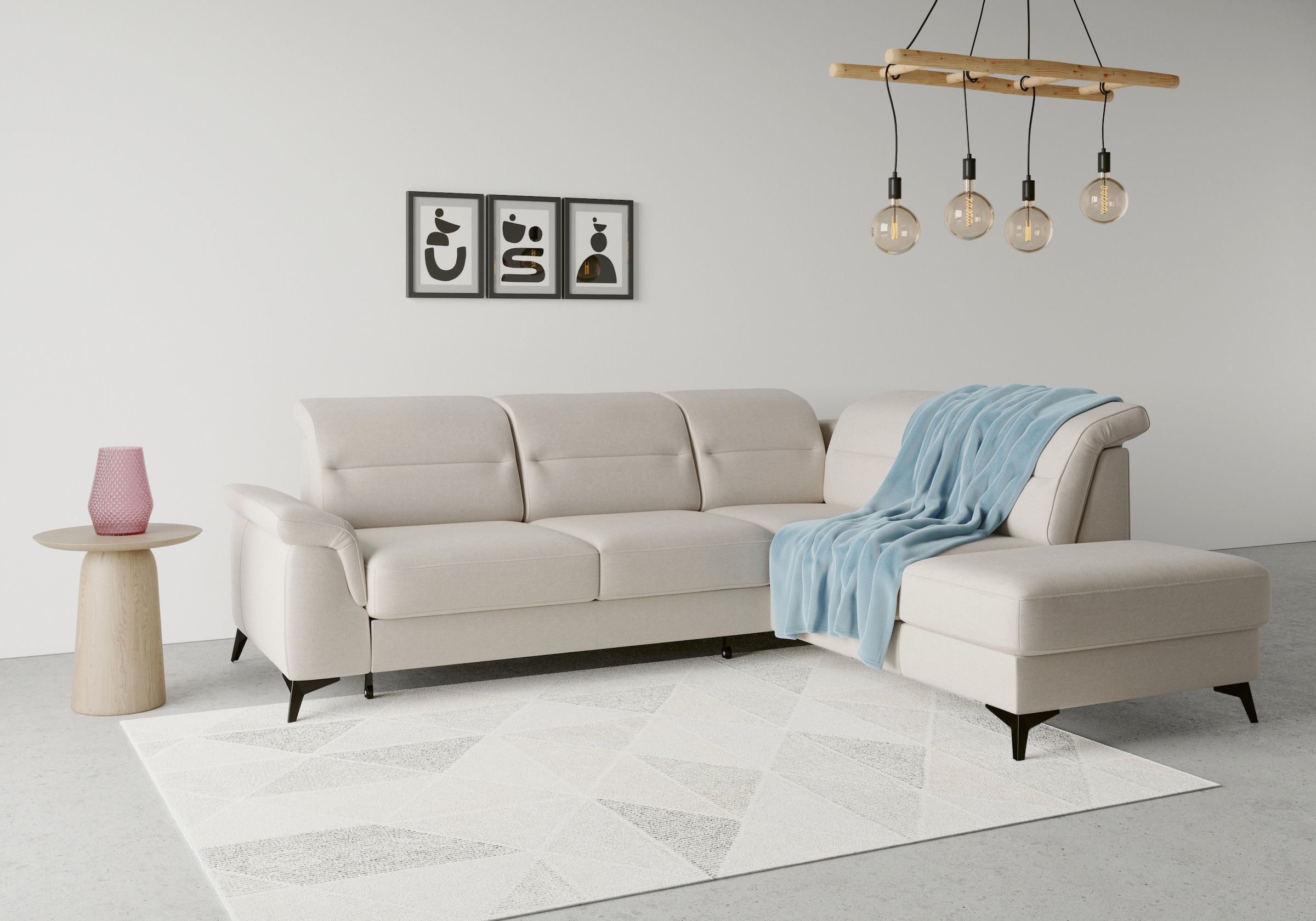 Ecksofa SIT & MORE "Sinatra L-Form", grau (elephant), B:251cm H:85cm T:220cm, 100% Polyester, Sofas, Ecksofa, mit Ottomane, optional mit Kopfteilverstellung und Armteilfunktion 4