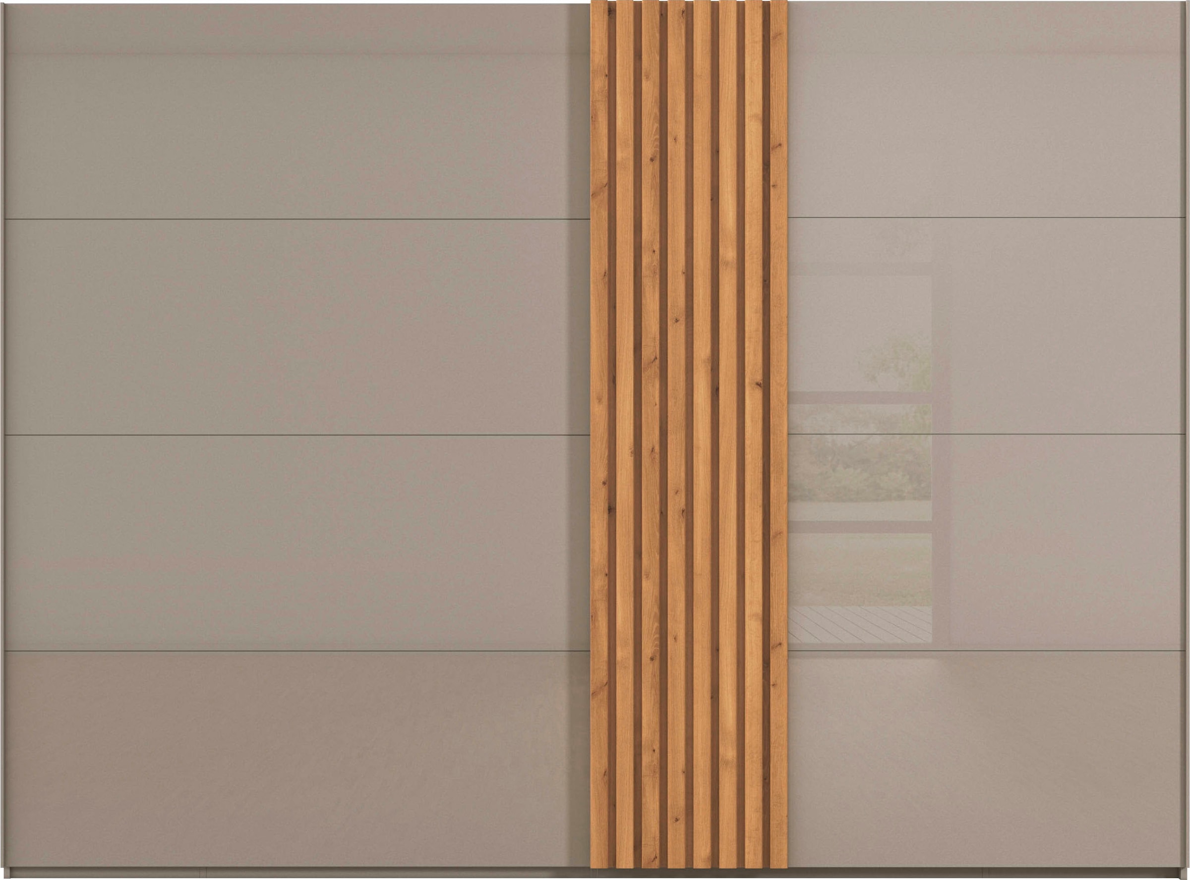 rauch Schwebetürenschrank »Kleiderschrank Schrank Garderobe Wäscheschrank TEGIO«, mit hochwertigen Holzdekoraufleistung und Glasfront MADE IN GERMANY