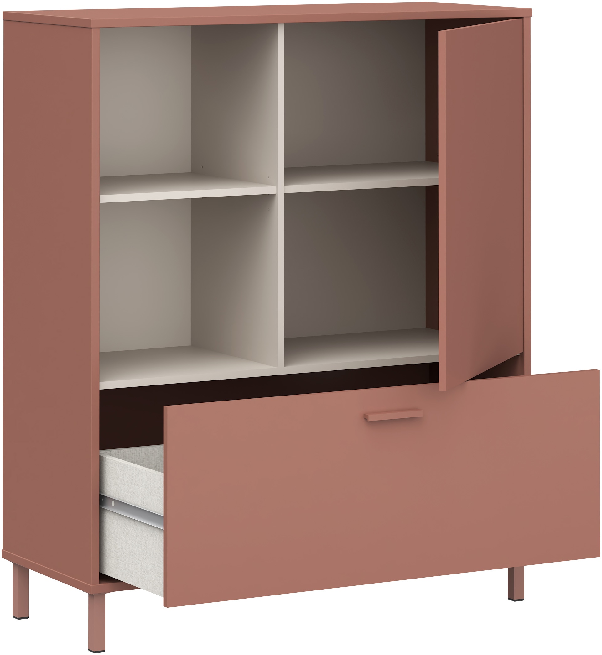 FORTE Hochkommode »Milles Jugendzimmer« Trendiges Dekor, Vollauszug, B/H/T 105,9/124,8/41,5