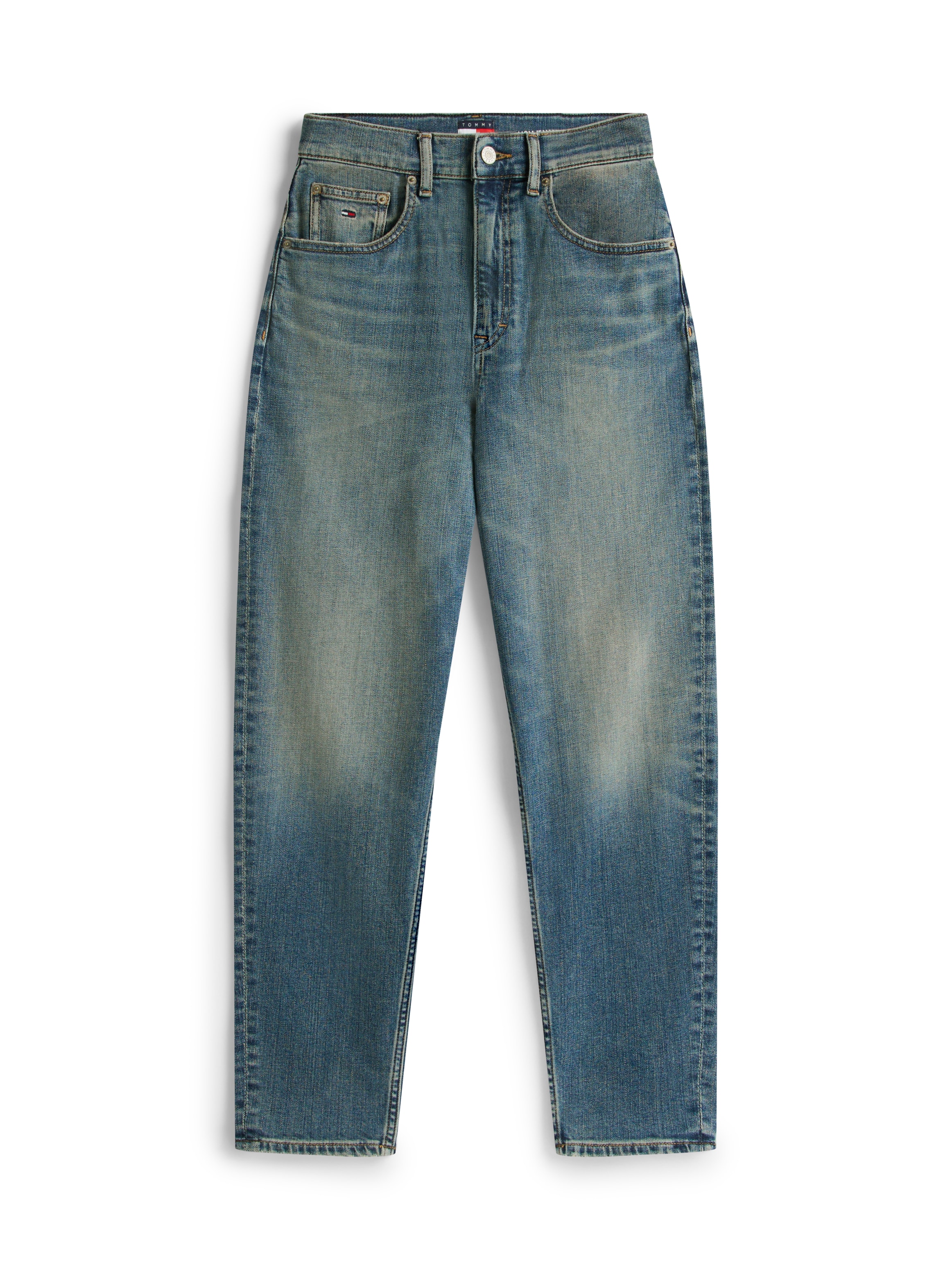 Tommy Jeans Mom-Jeans »MOM JEAN UH TPR« mit Logo-Stickereien, in knöchelfreier Länge
