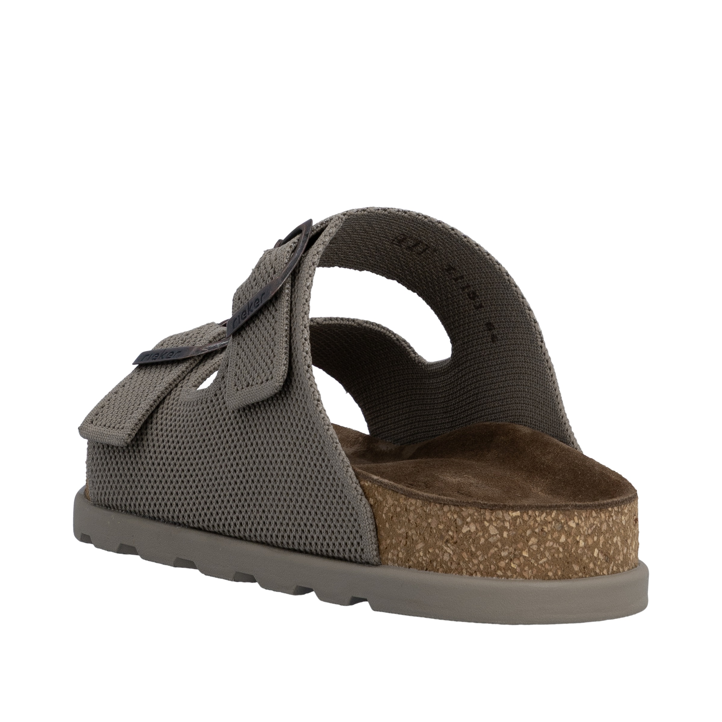Pantolette RIEKER, Damen, Gr. 43, grau, Textil, unifarben, Schuhe Pantolette, Sommerschuh, Strandschuh, Hausschuh, Urlaubsschuh mit zwei Schnallen 2
