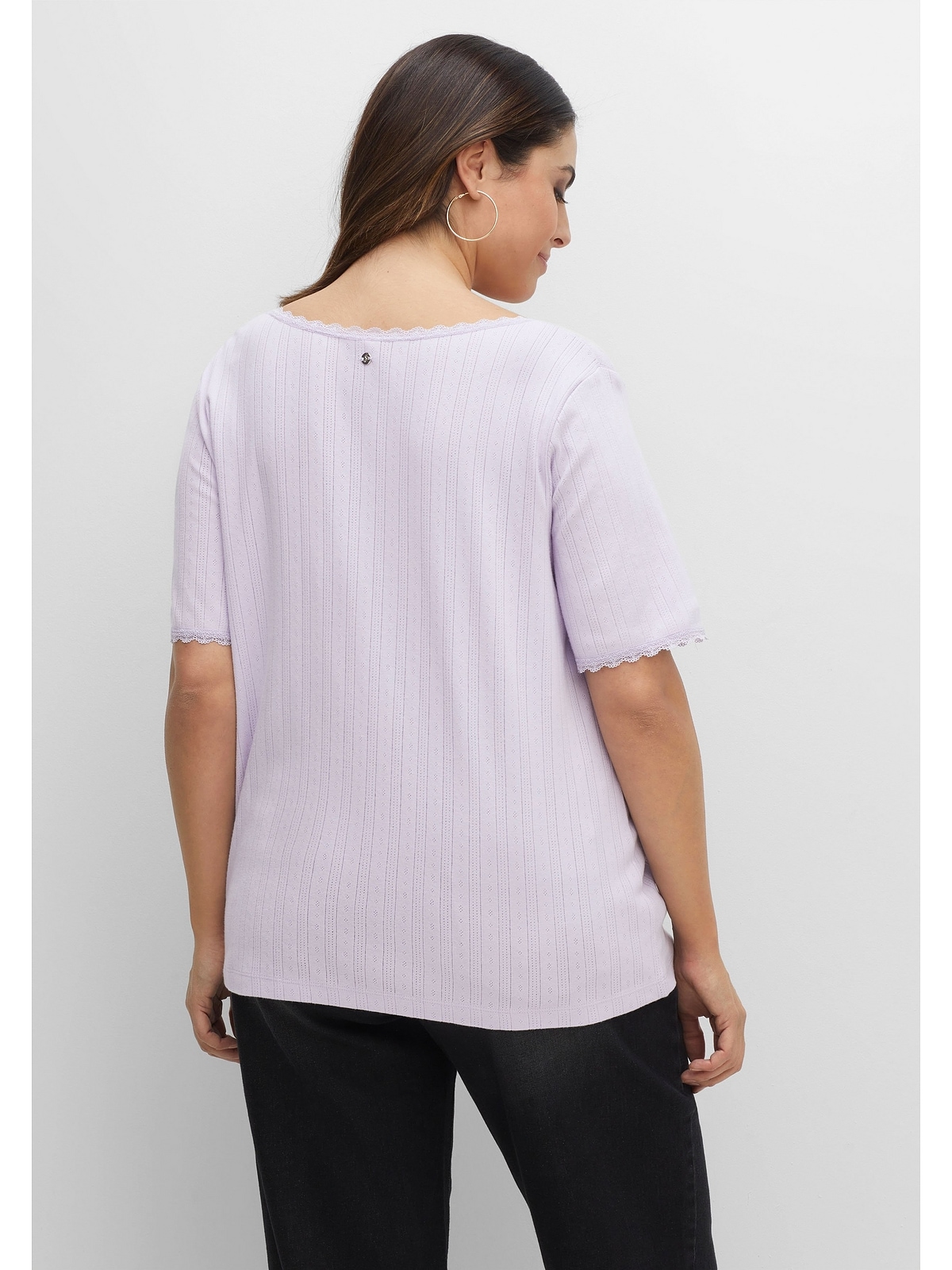 Sheego T-Shirt »Große Größen«, mit Lochmuster und Spitze für kaufen | BAUR