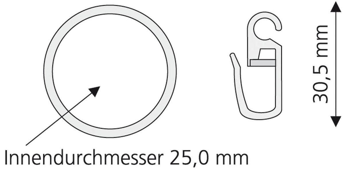 Liedeco Gardinenring, (Set, 8 St., mit Faltenlegehaken), für  Gardinenstangen Ø 16 mm kaufen | BAUR | Gardinenstangenhalter