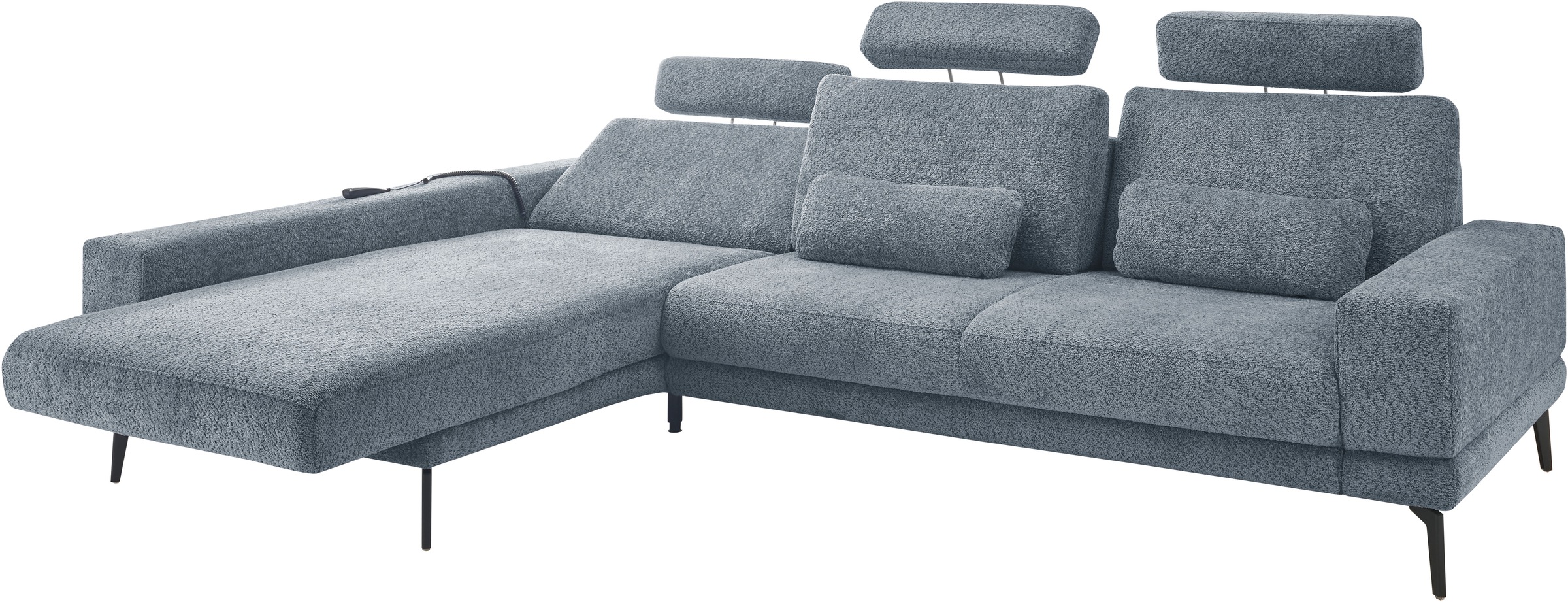 set one by Musterring Ecksofa »SO 3600, inkl motor. Sitztiefenverstellung, Kopfstützen, Nierenkissen«, Sitzhöhe 42 cm, Federkern, Breite 293 x Tiefe 180 cm, Kama blue
