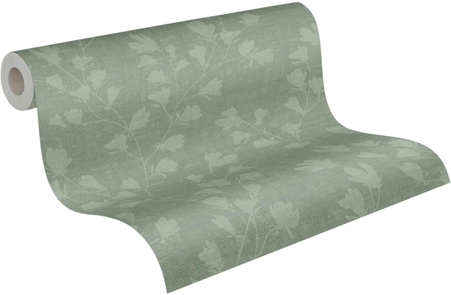 Papier peint floral vieux vert à feuilles Tapisserie nature à motifs de fleurs Papier peint gaufré style botanique idéal pour chambre