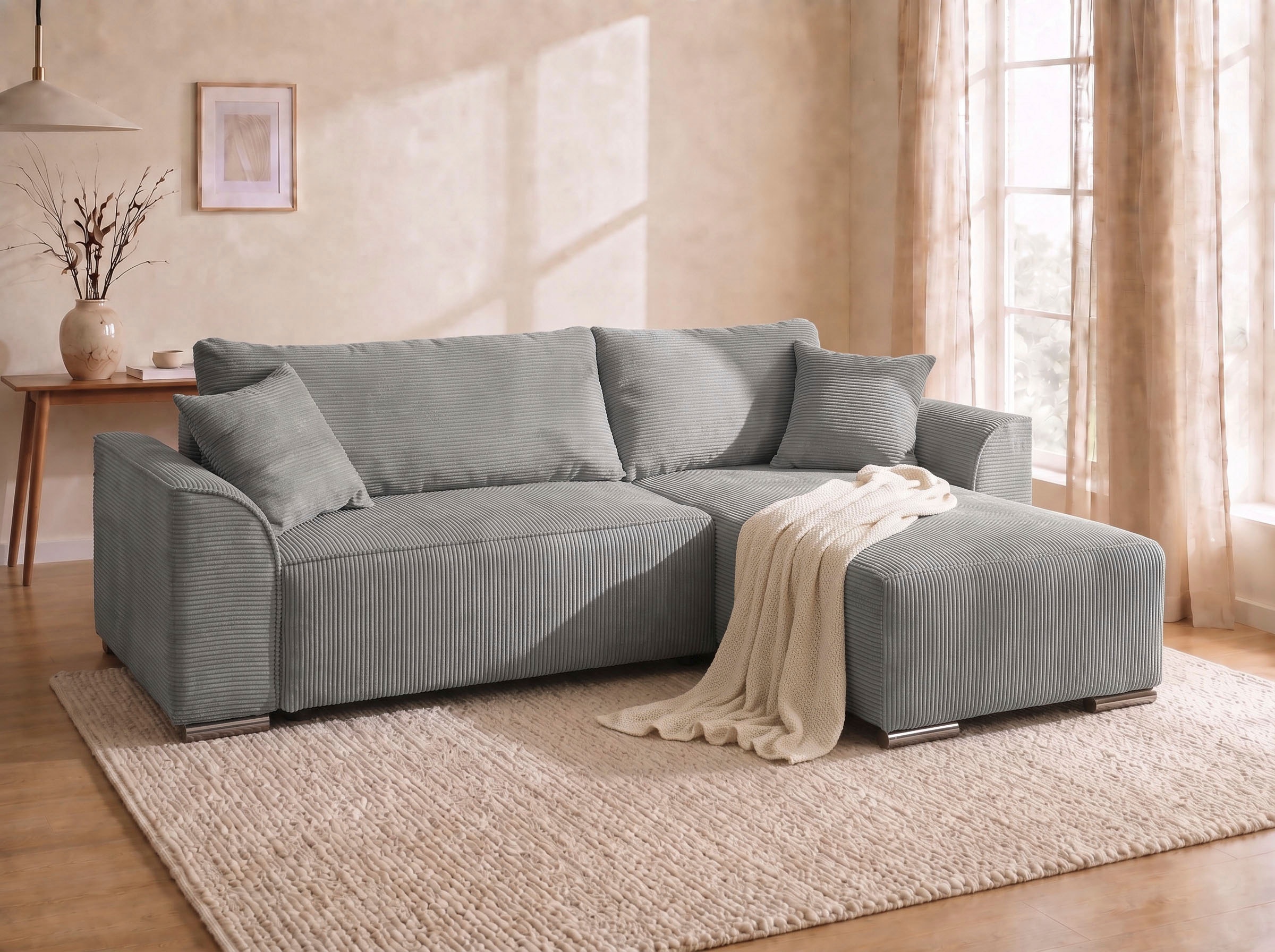 COLLECTION AB "Sara L-Form, B: 236 cm, Schlaffunktion, Bettkasten, optional Topper" Bonnellfederkern, Liegefl. 116x190 cm, Couch als Schlafsofa