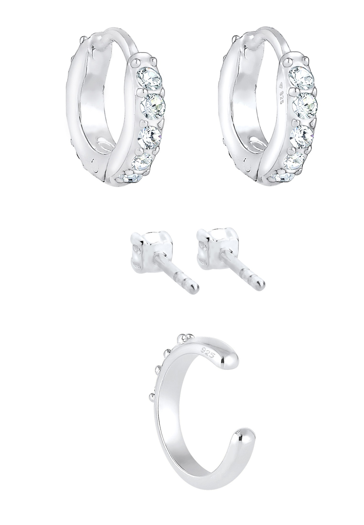 Elli Ohrring-Set »Kristallen 3er Set 925 Silber«