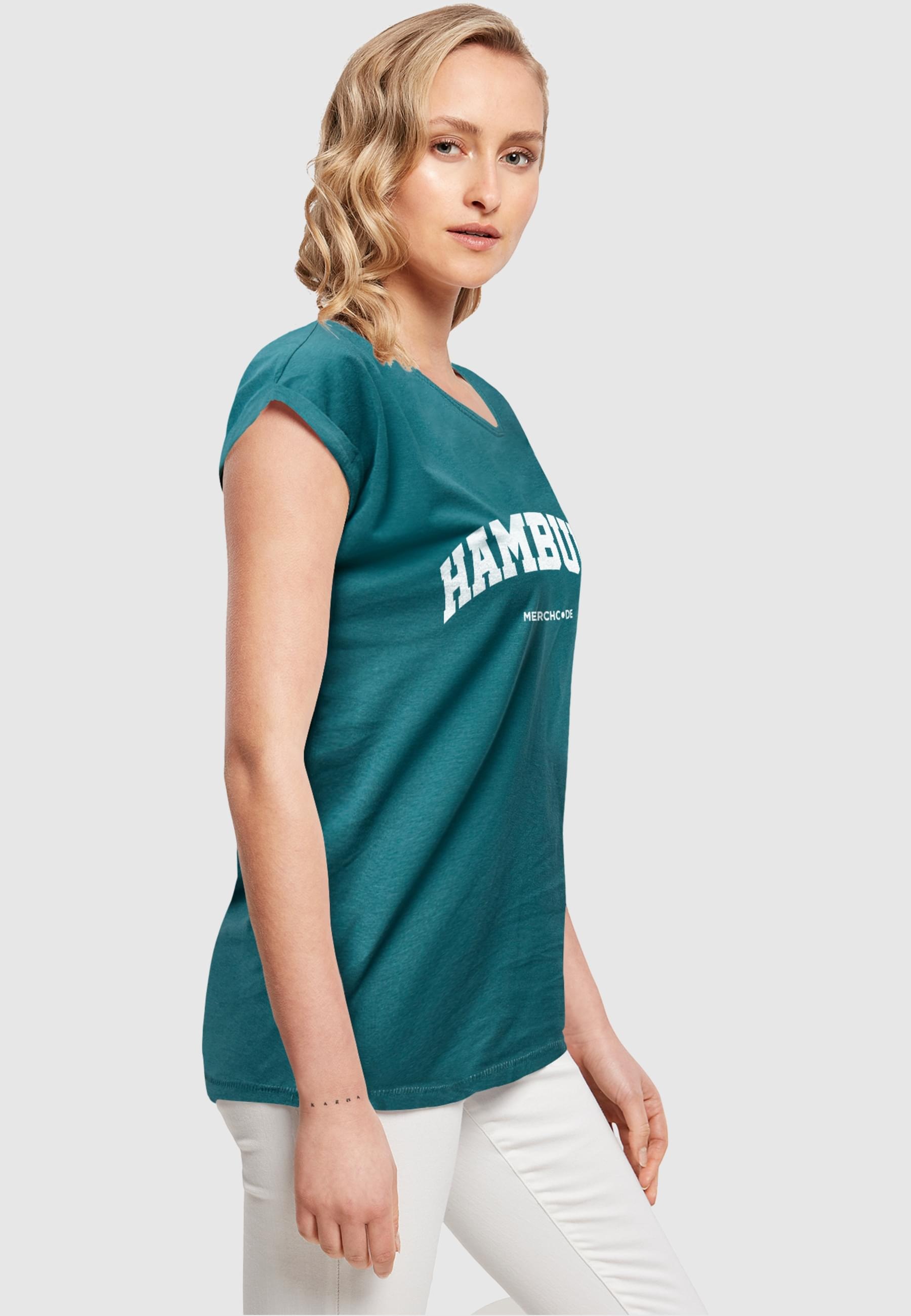 Merchcode T-Shirt »Merchcode Damen Ladies Hamburg Wording - T-Shirt«, (1 tlg.)