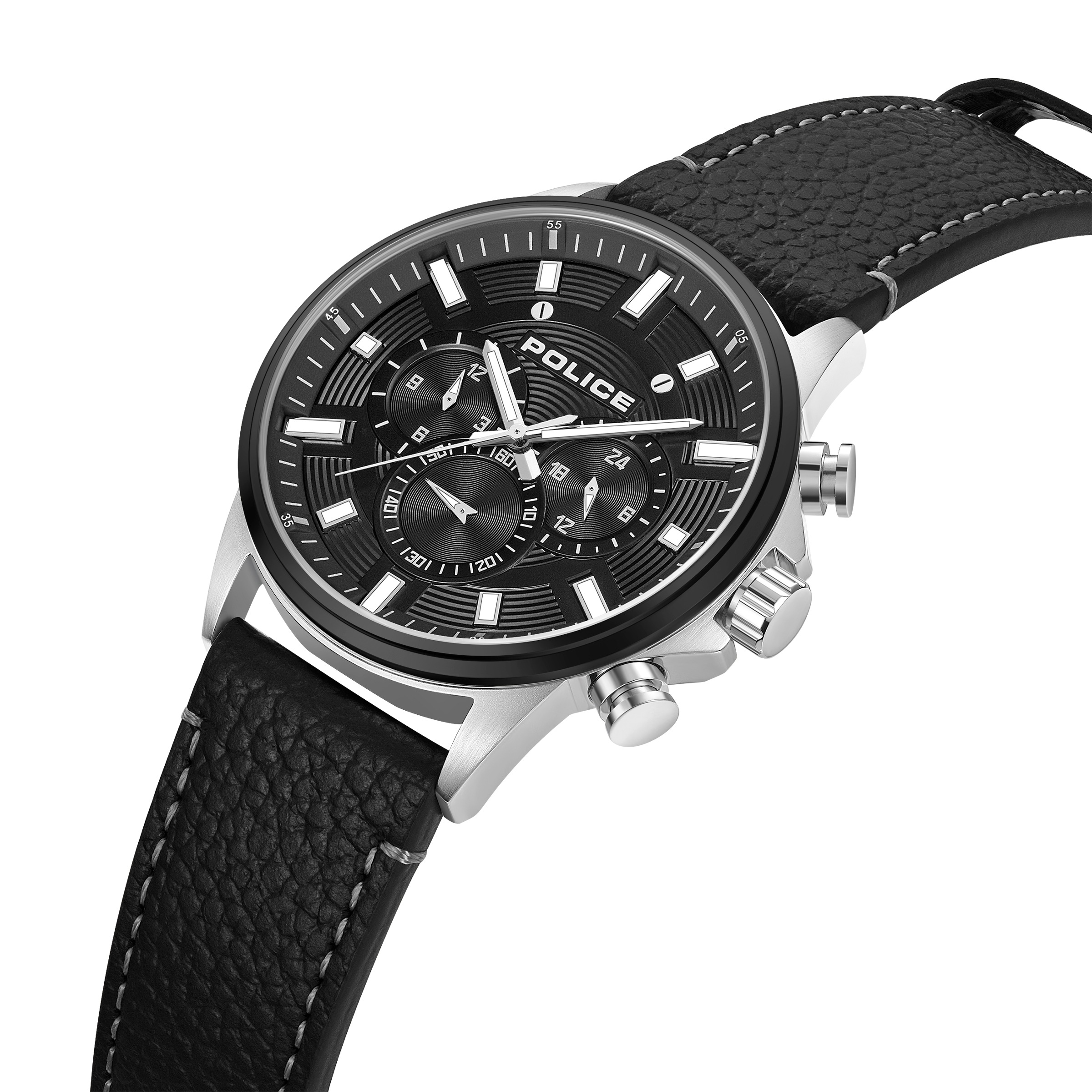 Police Chronograph »Kismet« Quarzuhr, Armbanduhr, Herrenuhr, Lederarmband, analog, Stoppfunktion