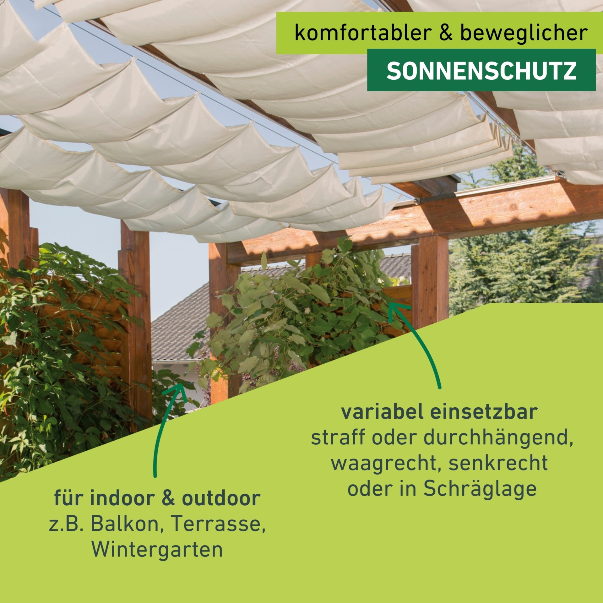 Windhager Seilspannsonnensegel »komplett-Set, Sonnensegel und Montagezubehör« Sonnenschutz für Garten, Terrasse, 140 x 270 cm, cremeweiß