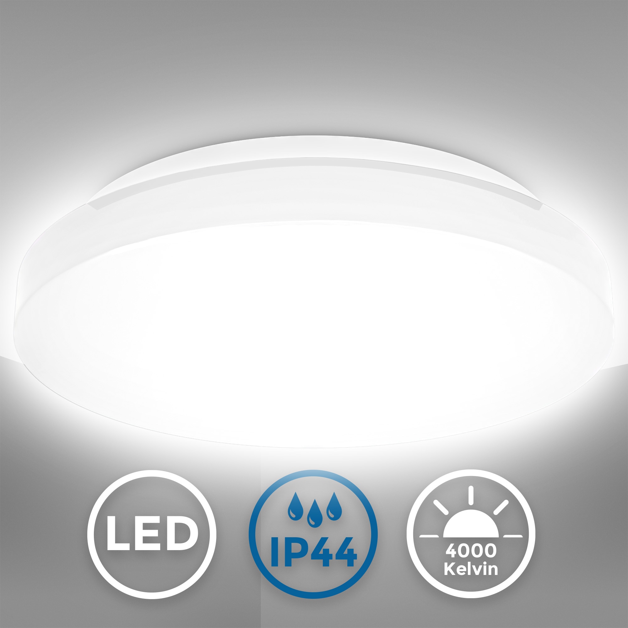 B.K.Licht LED Deckenleuchte »BK_DB1295 LED Bad-Deckenleuchte, IP44, 10W, 4.000K neutralweißes Licht«, 1 flammig, Leuchtmittel LED-Modul | LED fest integriert, Spritzwasserschutz, Badlampe, 900Lm, Ø22cm