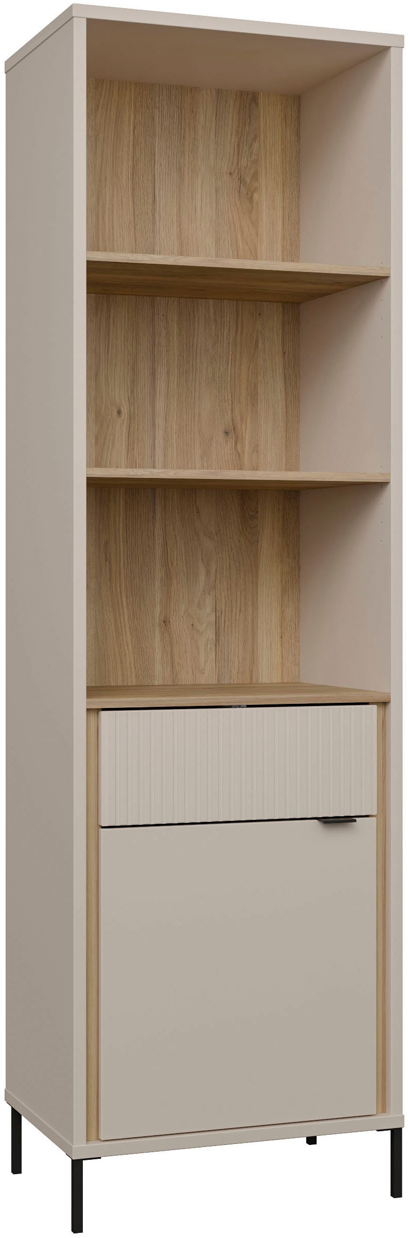FORTE Vitrine "Forte Seravel Vitrine, 2-türig, 1 Schublade, Lamellen" B/H/T 59,4/199,2/41,5 cm, Stauraum, optionale Beleuchtung