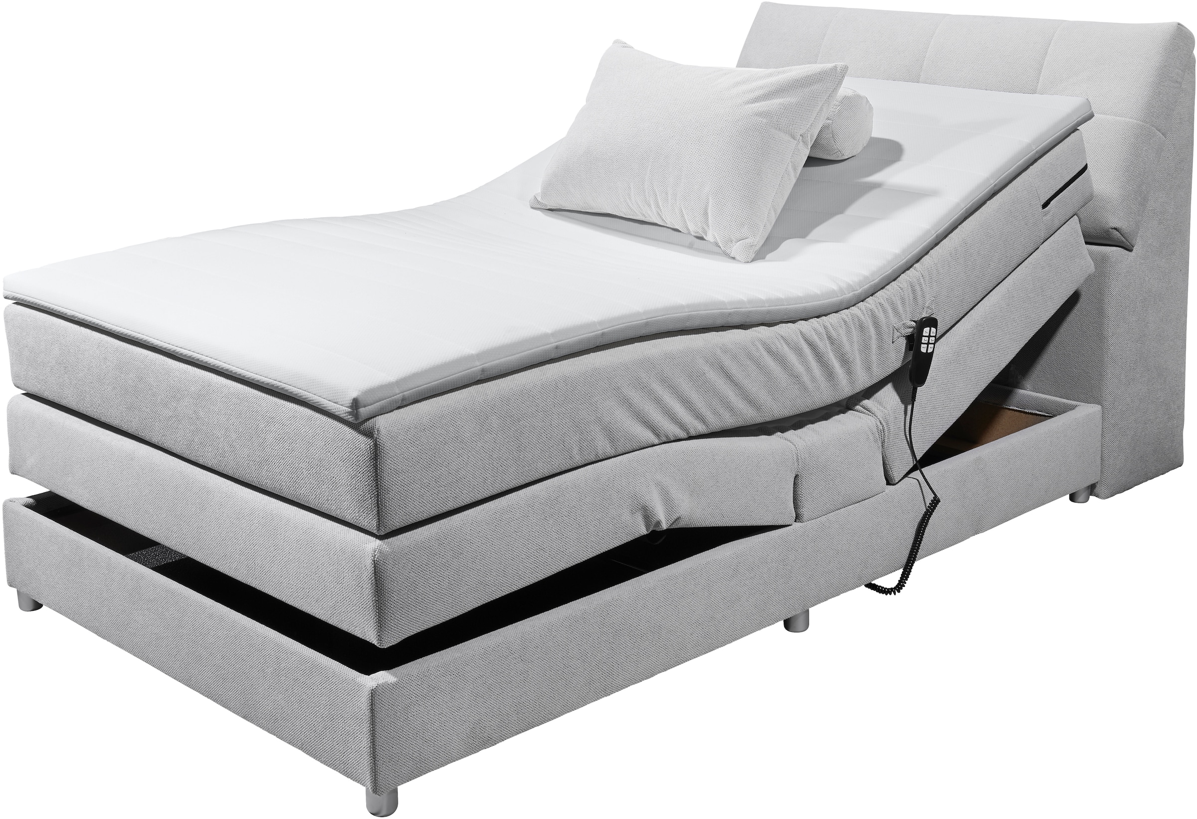 ED EXCITING DESIGN Boxspringbett »Toulouse«, inkl. Motor, inkl. Stauraum im Kopfteil