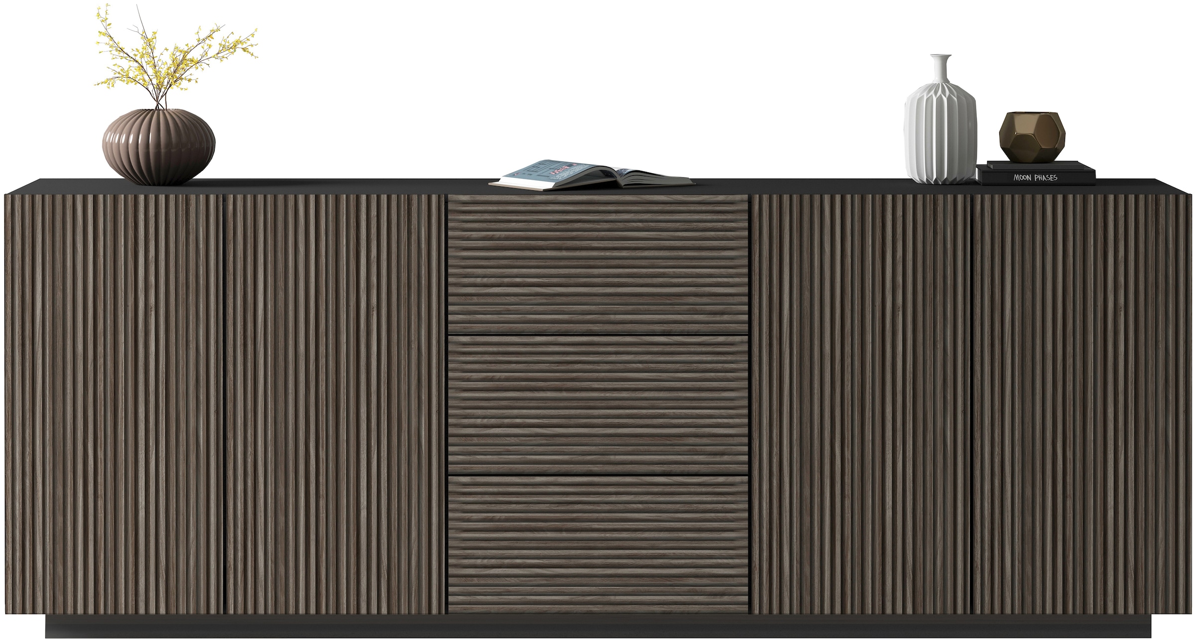 INOSIGN Sideboard »Vega Sideboard,Kommode,220 cm«, mit 4 Türen und 3 Schubladen,Fronten mit Rillen-Optik