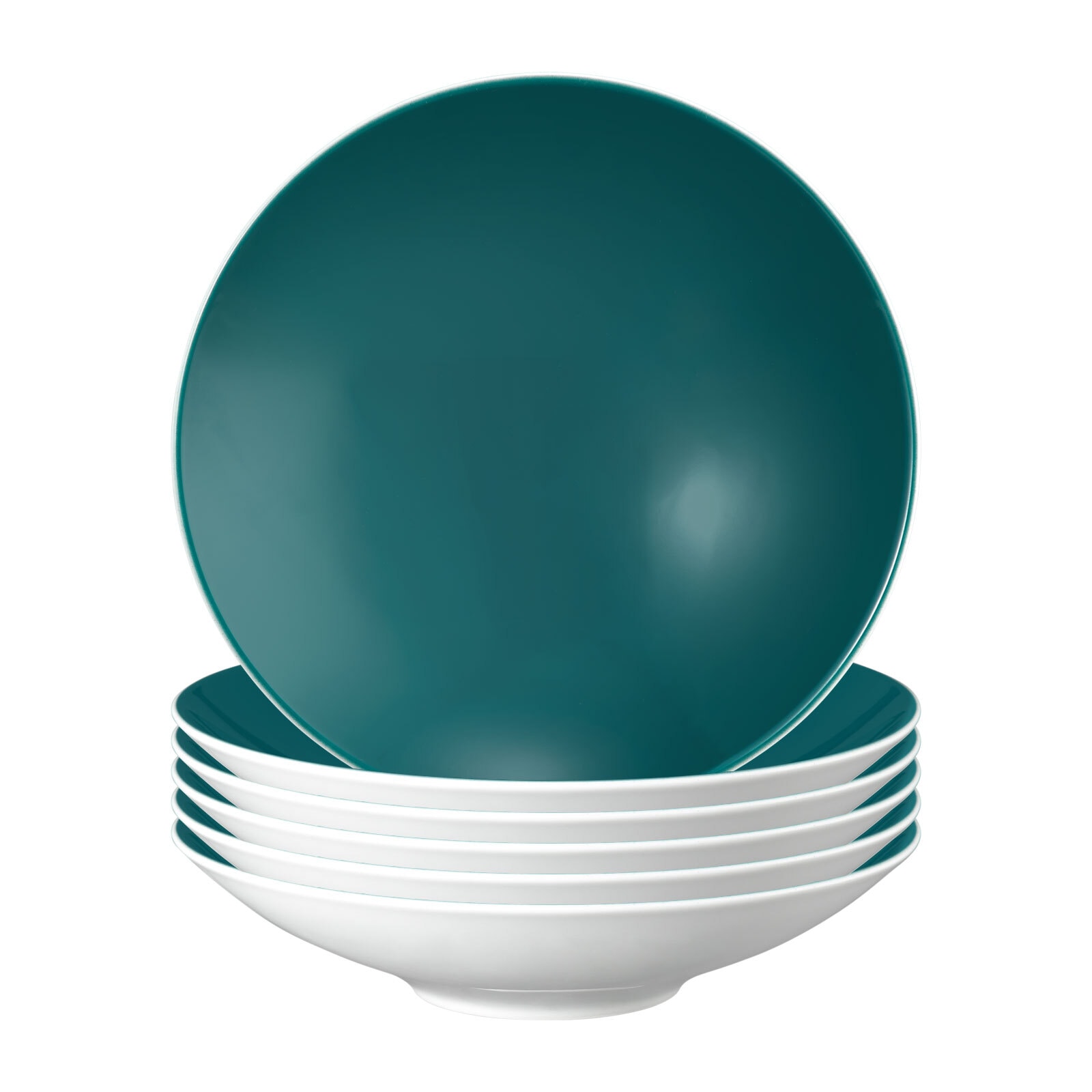 Suppenteller SELTMANN WEIDEN "Pasta- / Suppenteller Life Fashion ø 23,3 cm 6er Set", bunt (trendy petrol), L:23,3cm, Speiseteller
