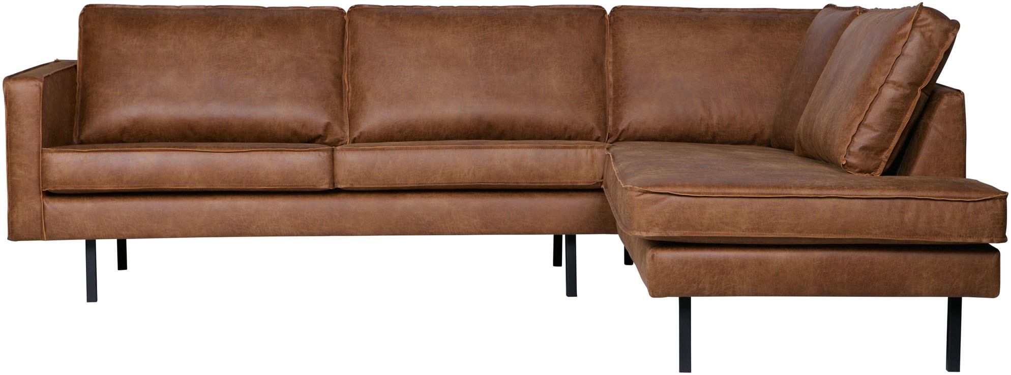 WOOOD Ecksofa "Rodeo Recycling-Lederfaser-Verbundstoff H 85 x B 266 x T 213/86 cm" Tragkraft 250 kg, Metallbeine, pfleigleicht, Gute Verschleißfestigkeit