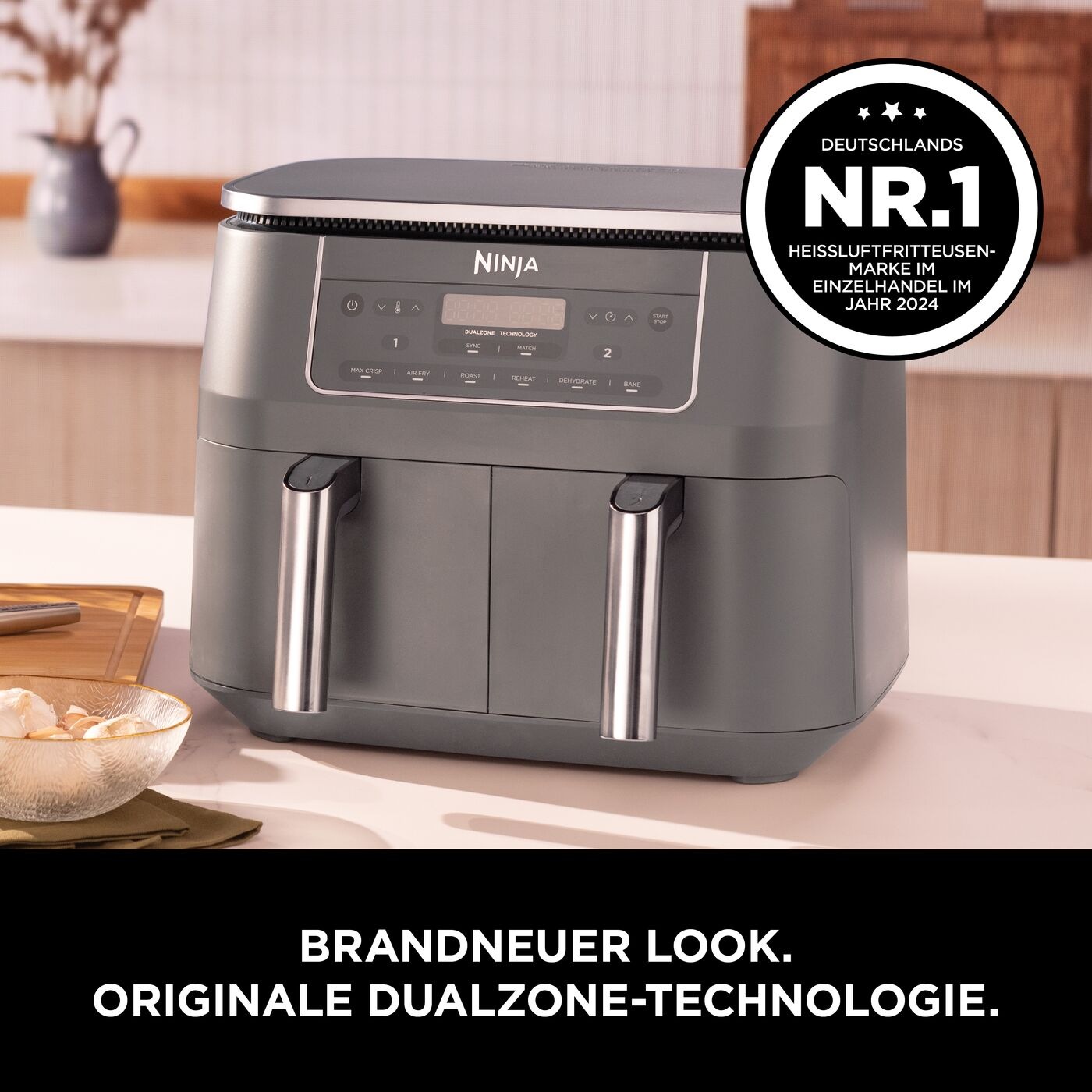 NINJA Heißluftfritteuse "6-in-1 Dual Zone Air Fryer 7,6L DZ300EU" 2470 W günstig online kaufen