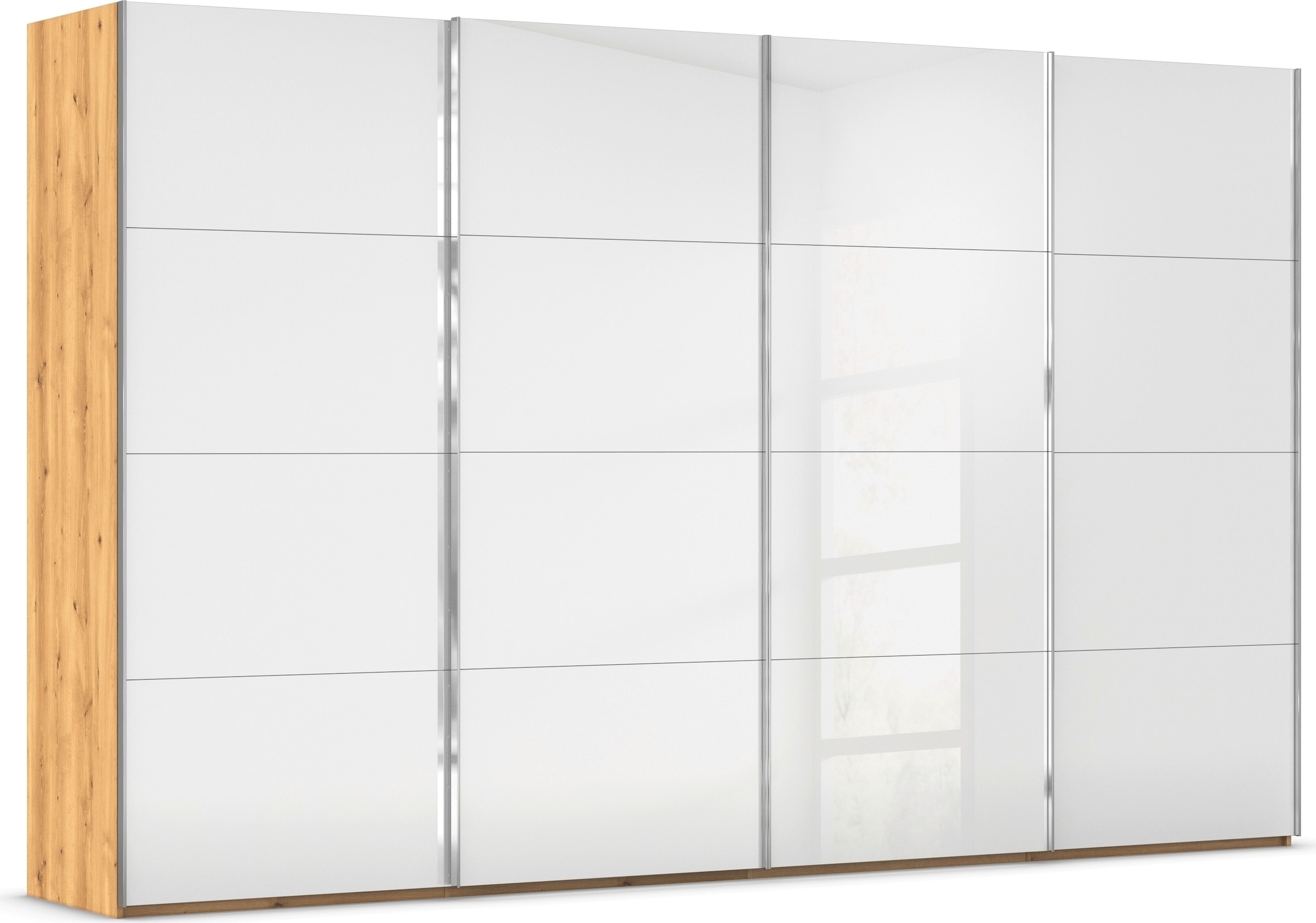 rauch Schwebetürenschrank "Kleiderschrank Schrank Garderobe Schlafzimmerschrank SCALE-FYRA" edle viergeteilte Türen mit Glas-Front viele Farben MADE IN GERMANY