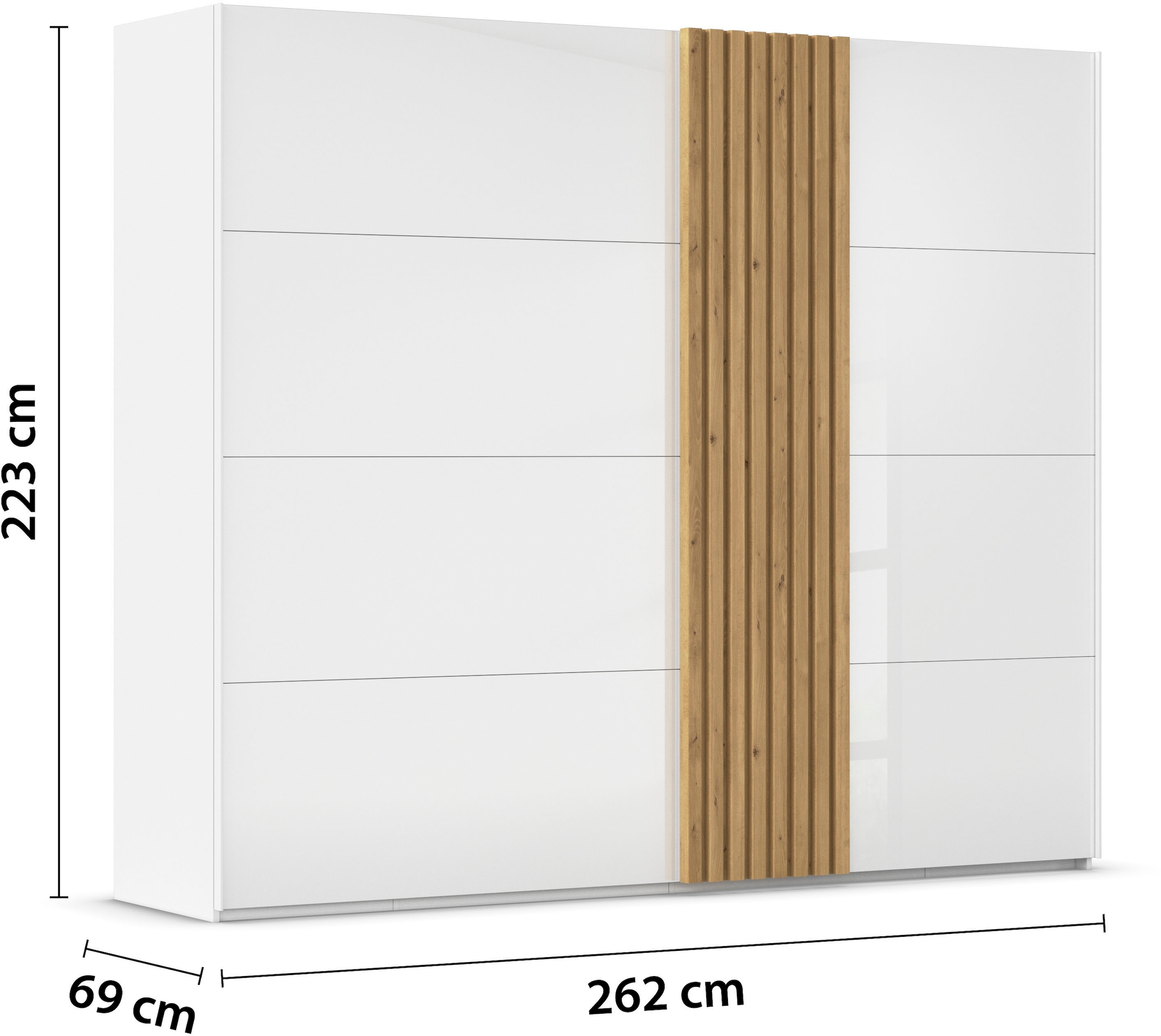 rauch Schwebetürenschrank »Kleiderschrank Schrank Garderobe Wäscheschrank TEGIO«, mit hochwertigen Holzdekoraufleistung und Glasfront MADE IN GERMANY
