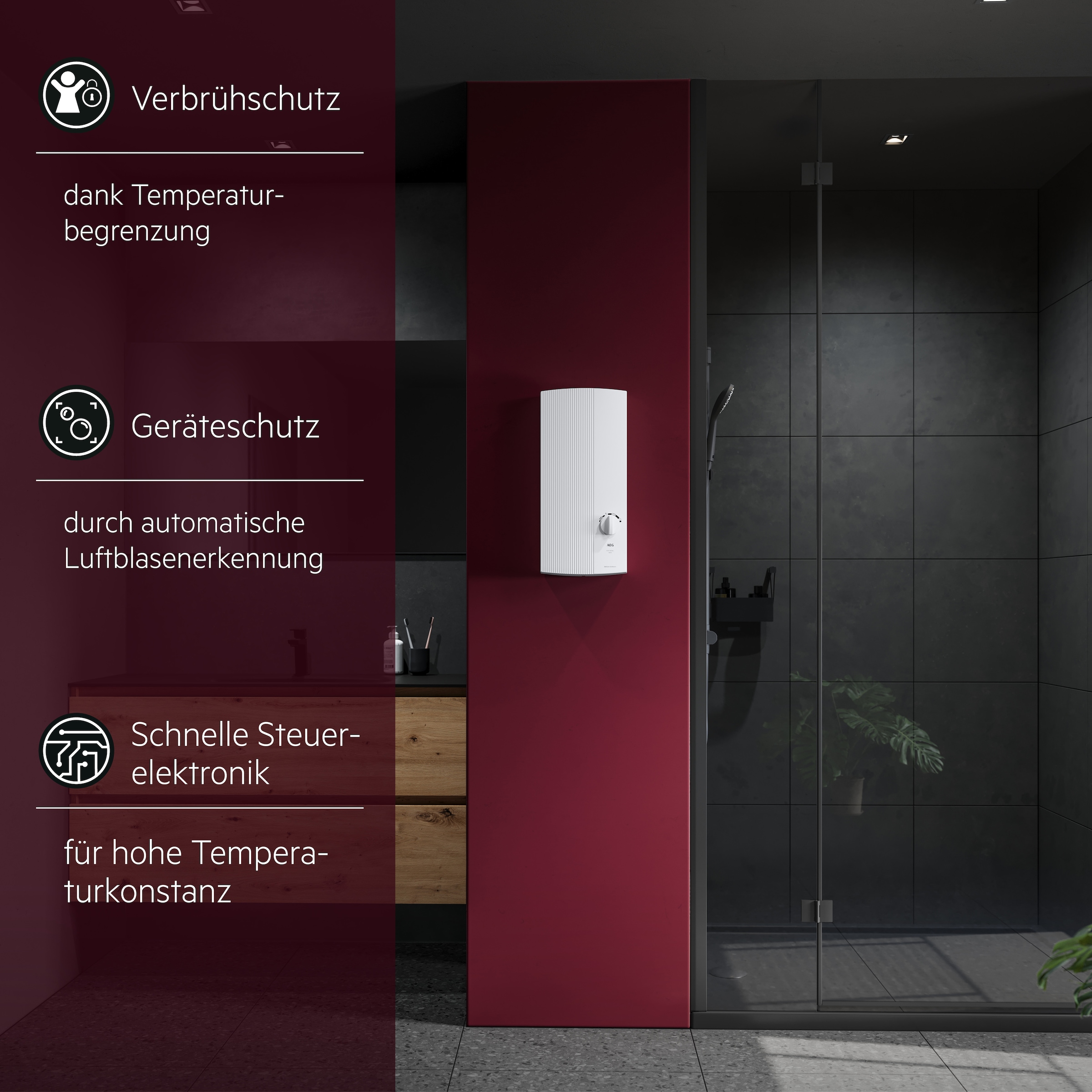 AEG Haustechnik Komfort-Durchlauferhitzer »DDLE Basis« 18 kW, stufenlose Temperaturwahl durch 4 Anwendungssymbole