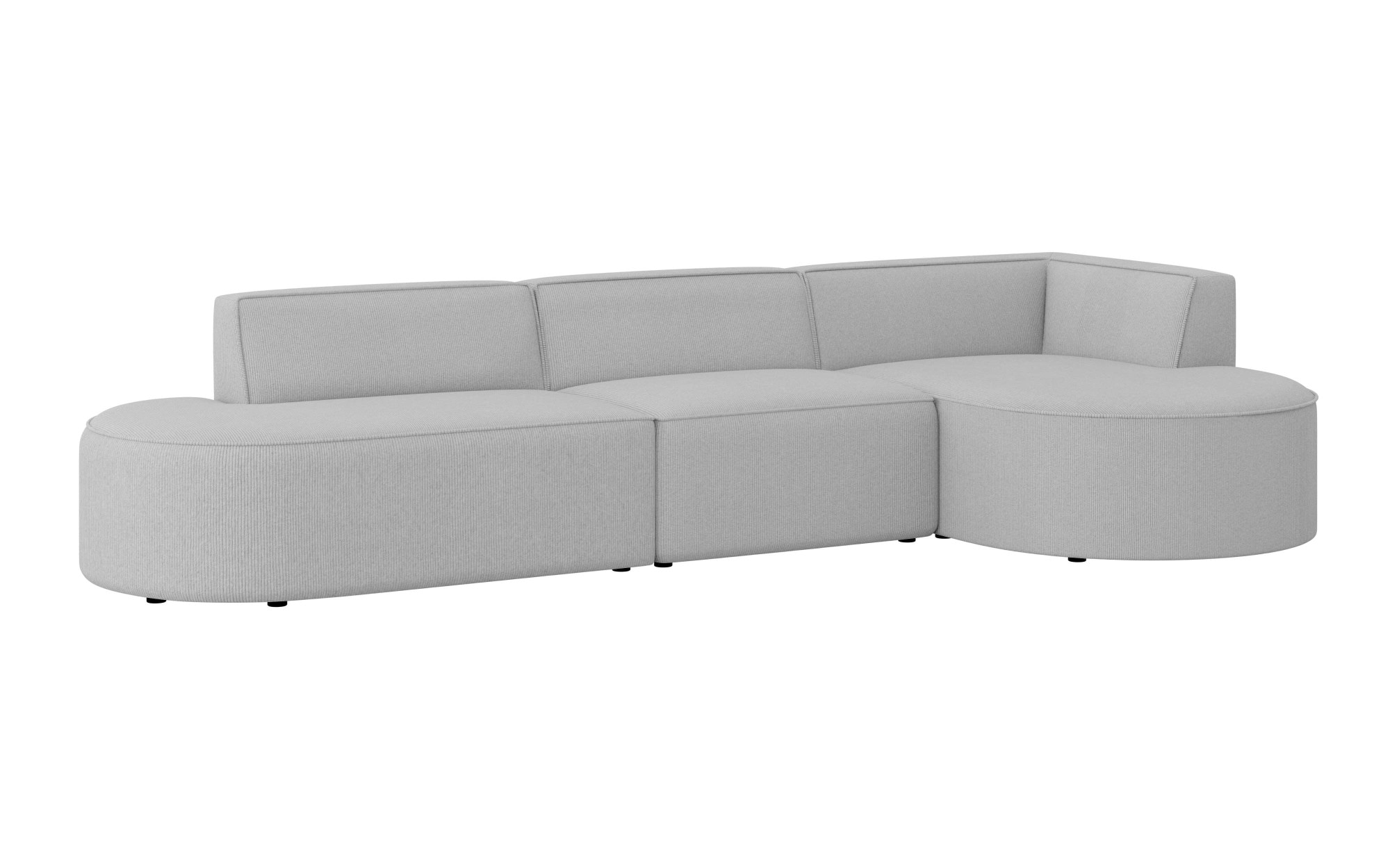 andas Ecksofa »EIVIND Designer Sofa mit Ottomane rechts/links, B/T/H: 343/159/72 cm«, L-Form mit Wellenunterfederung, auch in Feincord und Bouclé