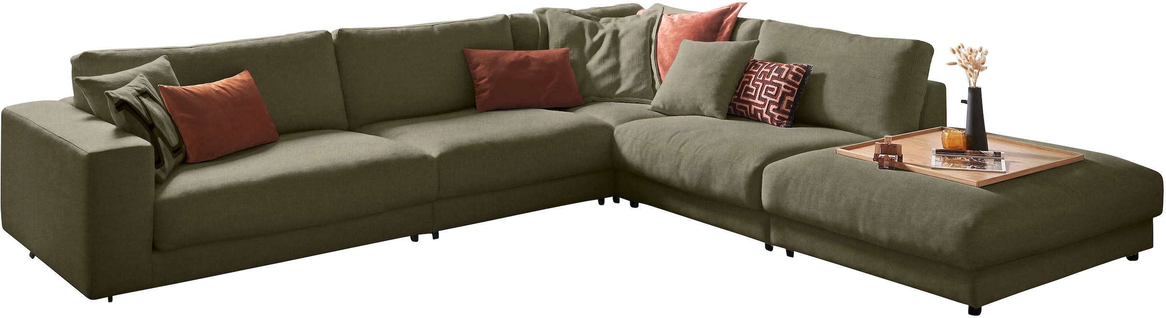 Ecksofa »Enisa II L-Form«, incl. 3 Flatterkissen, wahlweise mit Flecken-Schutz-Bezug...