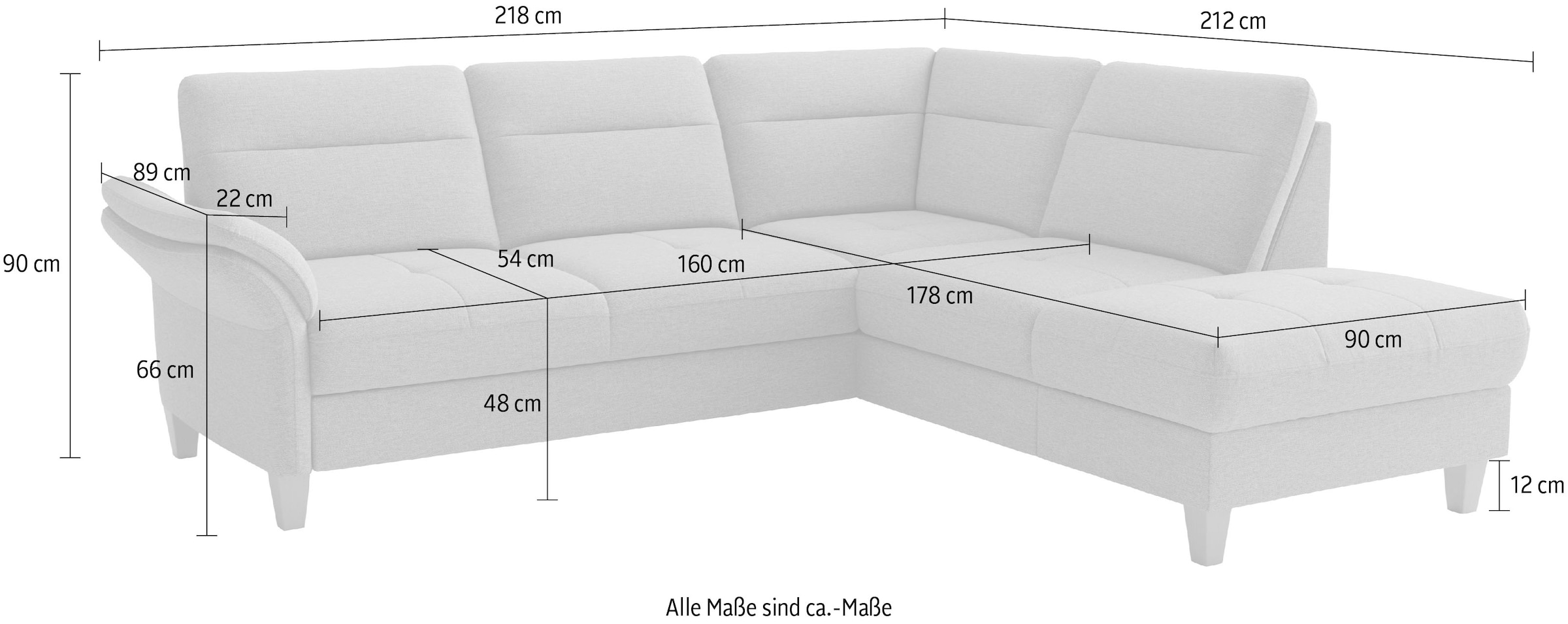 sit&more Ecksofa »Pamela, B: 218 cm, L-Form, wahlweise mit Bettfunktion und Bettkasten« mit Federkern