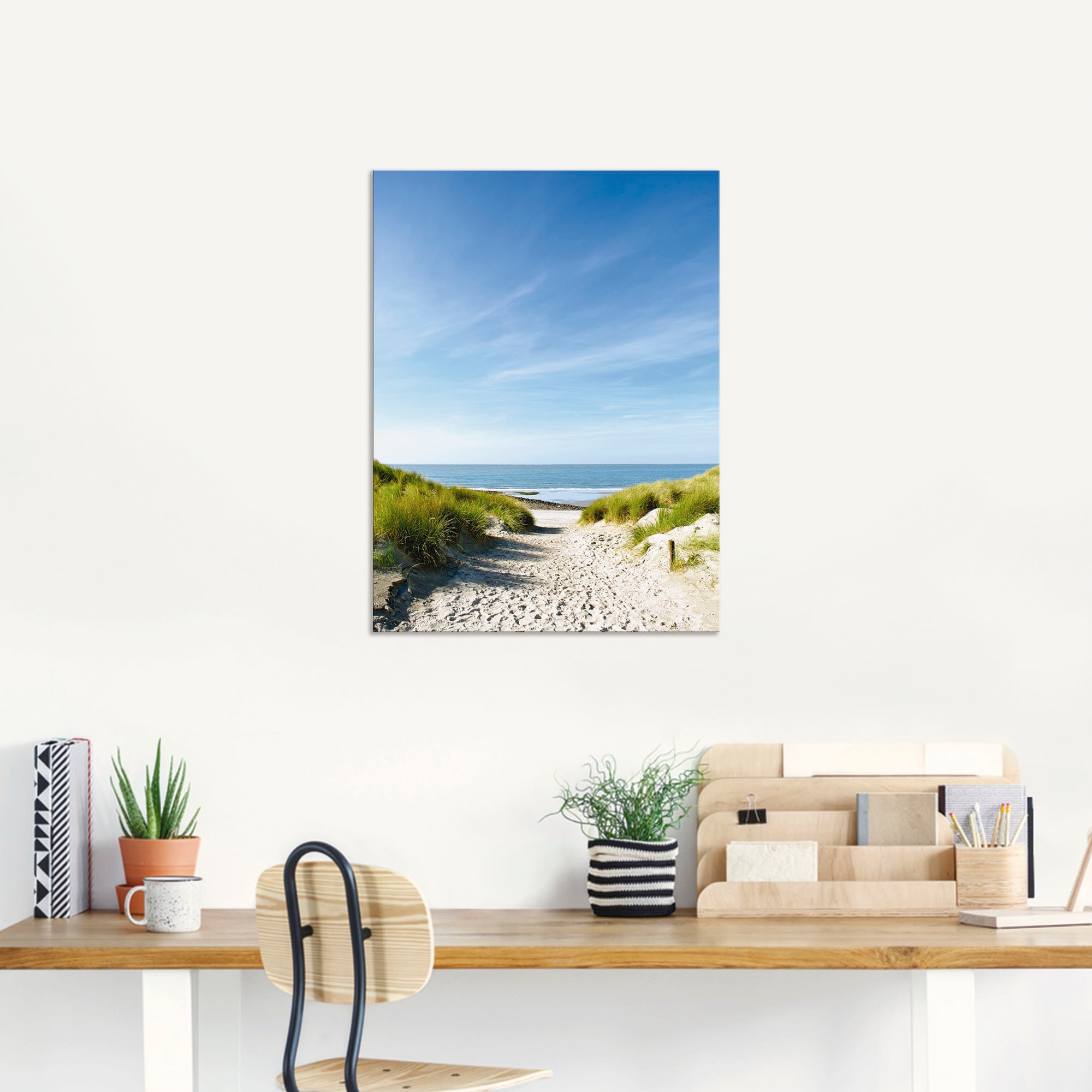 Artland Wandbild »Strand mit Sanddünen und Weg zur See«, Strand, (1 St.), als Alubild, Outdoorbild, Leinwandbild, Poster, Wandaufkleber