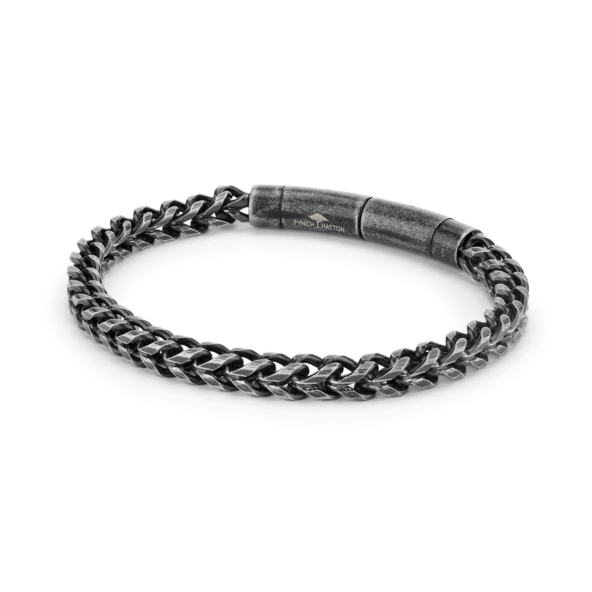 FYNCH-HATTON Herren Armband "Schmuck Edelstahl Armkette The Foxtail Chain Fuchsschwanz", 20,5cm, Edelstahl, braun, Edelstahl, Armbänder