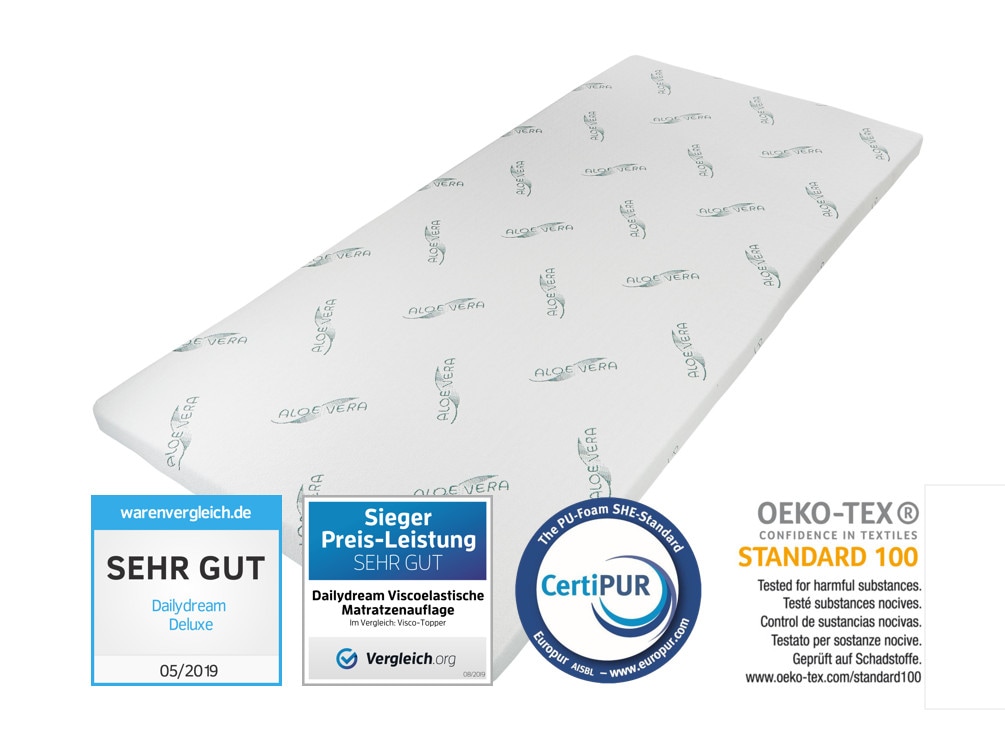 Matratzenauflage Topper Memory Foam Aloe Vera 80x200x5, Dailydream, 5 cm hoch