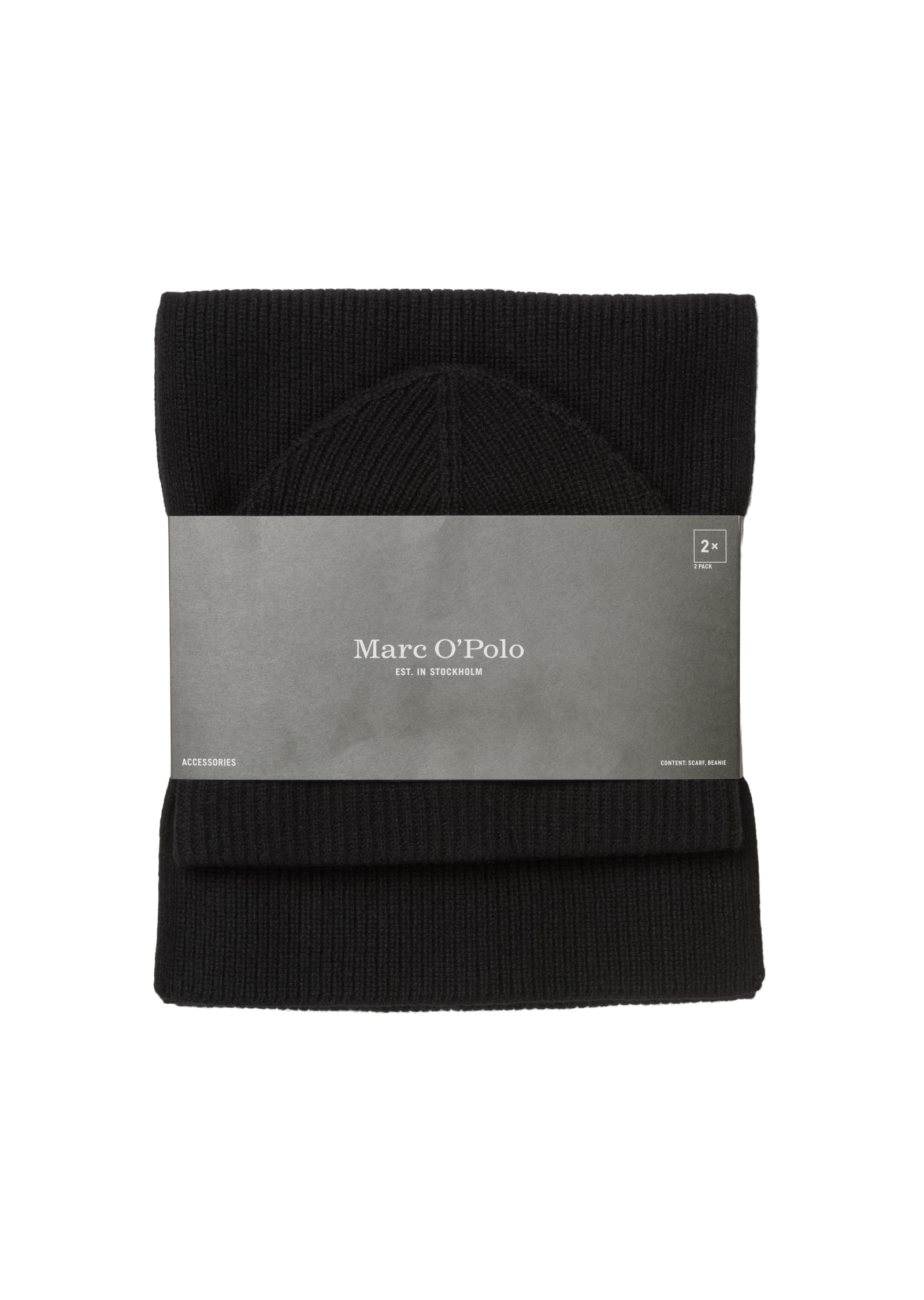 Marc O'Polo Strickmütze Mütze & Schal-Set aus weichem Schurwoll-Mix