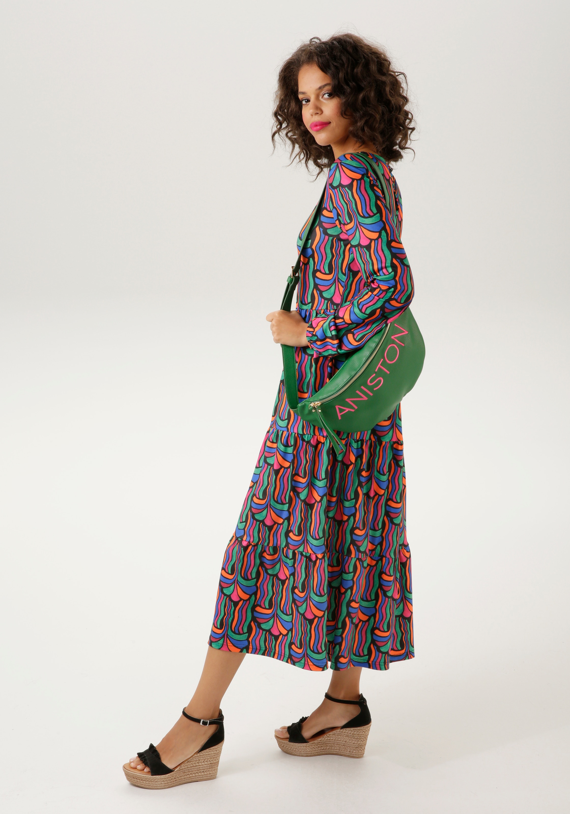 Aniston CASUAL Jerseykleid, mit farbenfrohem, graphischem Druck