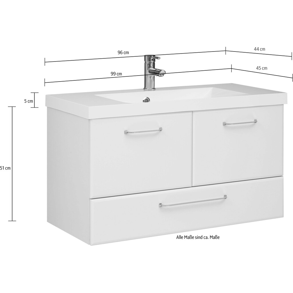 Saphir Badmöbel-Set »Quickset 341 3-teilig, Mineralmarmor-Waschtisch und LED-Spiegelschrank«, (Set, 3 St.)