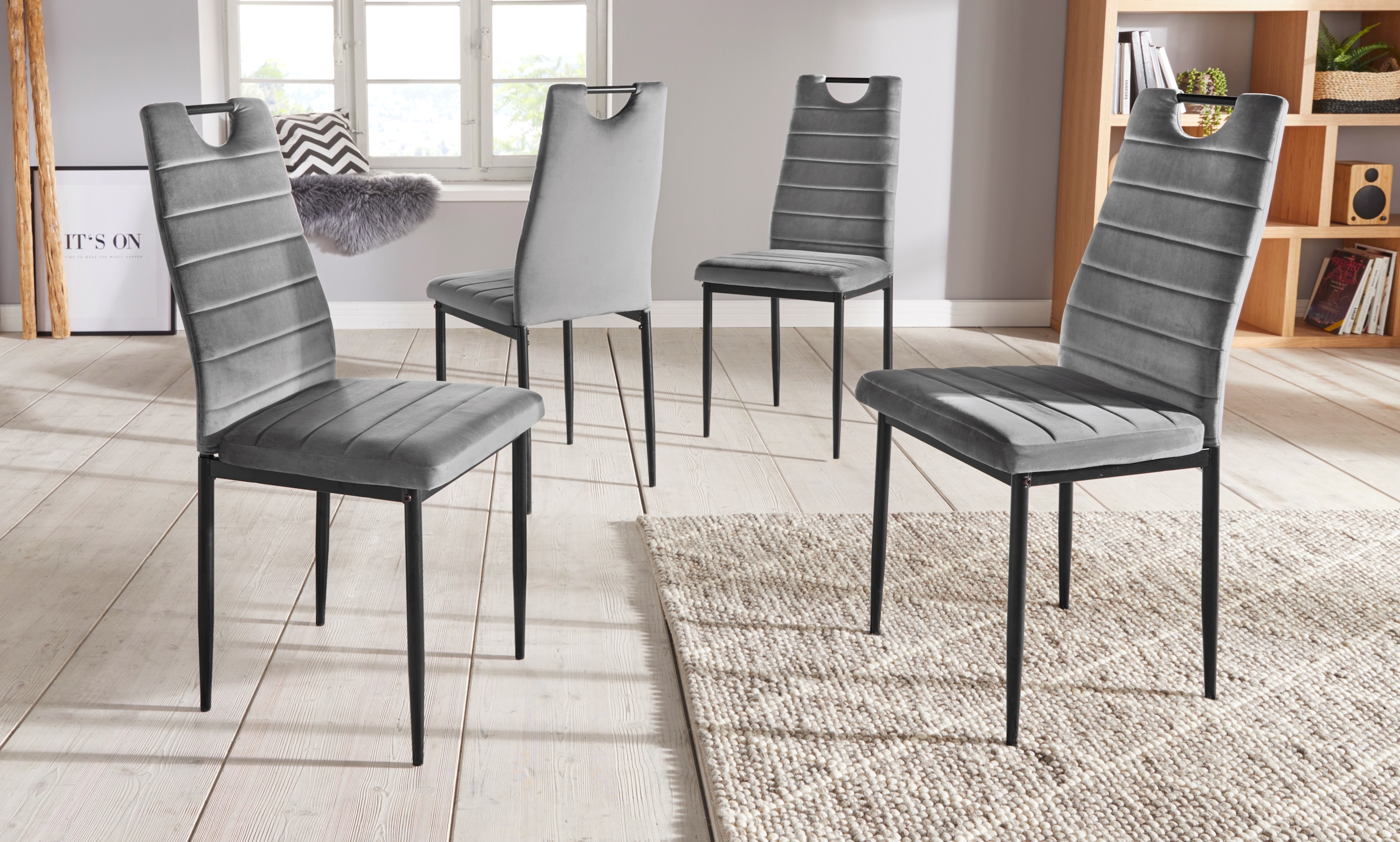 OTTO home (Set) 4 Stk.(2 oder 4 Stück) mit Samtbezug, Rückenlehne mit Griff günstig online kaufen