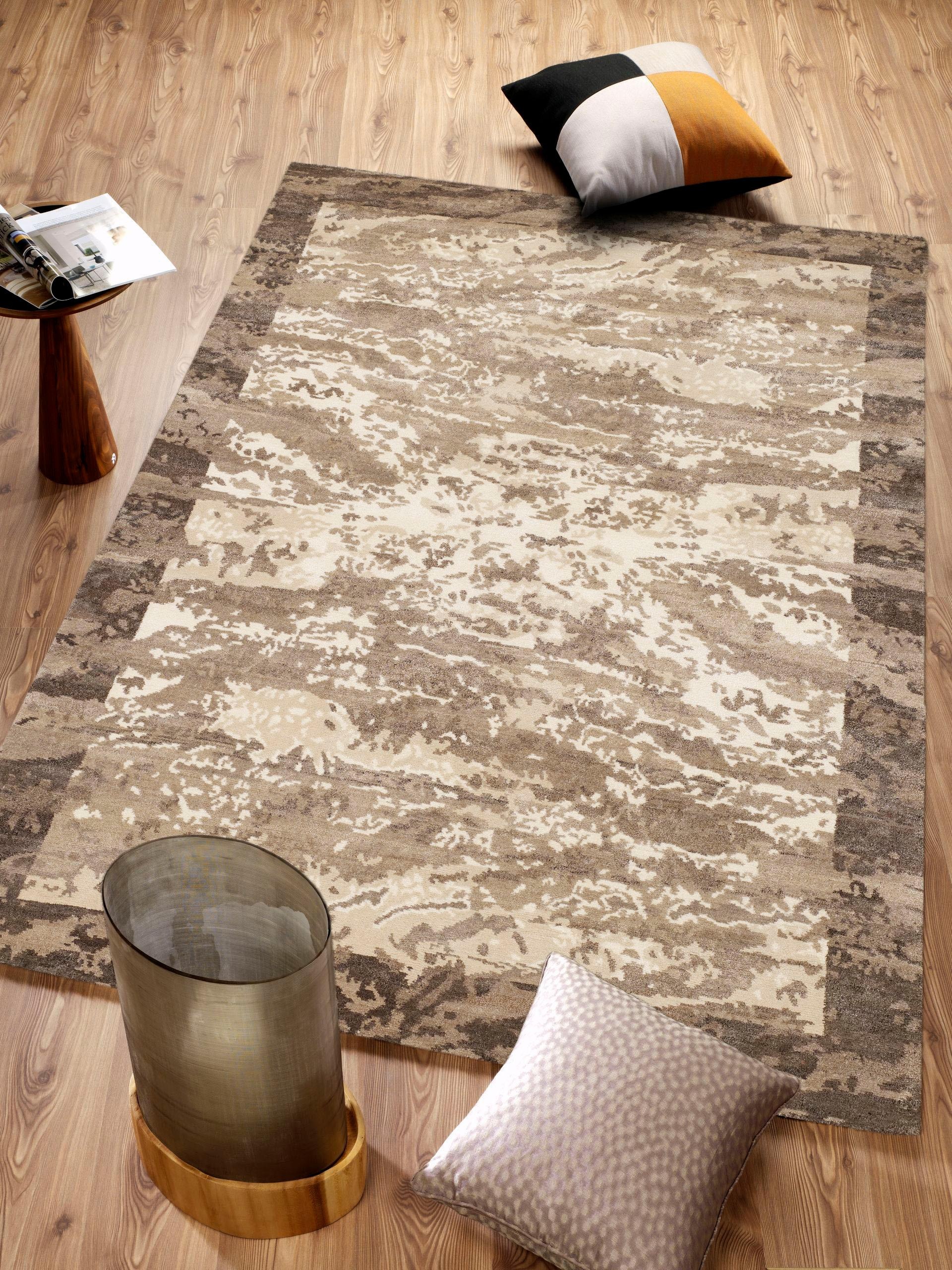 Orientteppich OCI DIE TEPPICHMARKE "Award Siri" Gr. 4, beige (natur), B:170cm H:15mm L:240cm, Viskose, Wolle, Teppiche, handgeknüpft, echter Nepal Teppich, Wolle,Wohnzimmer 2