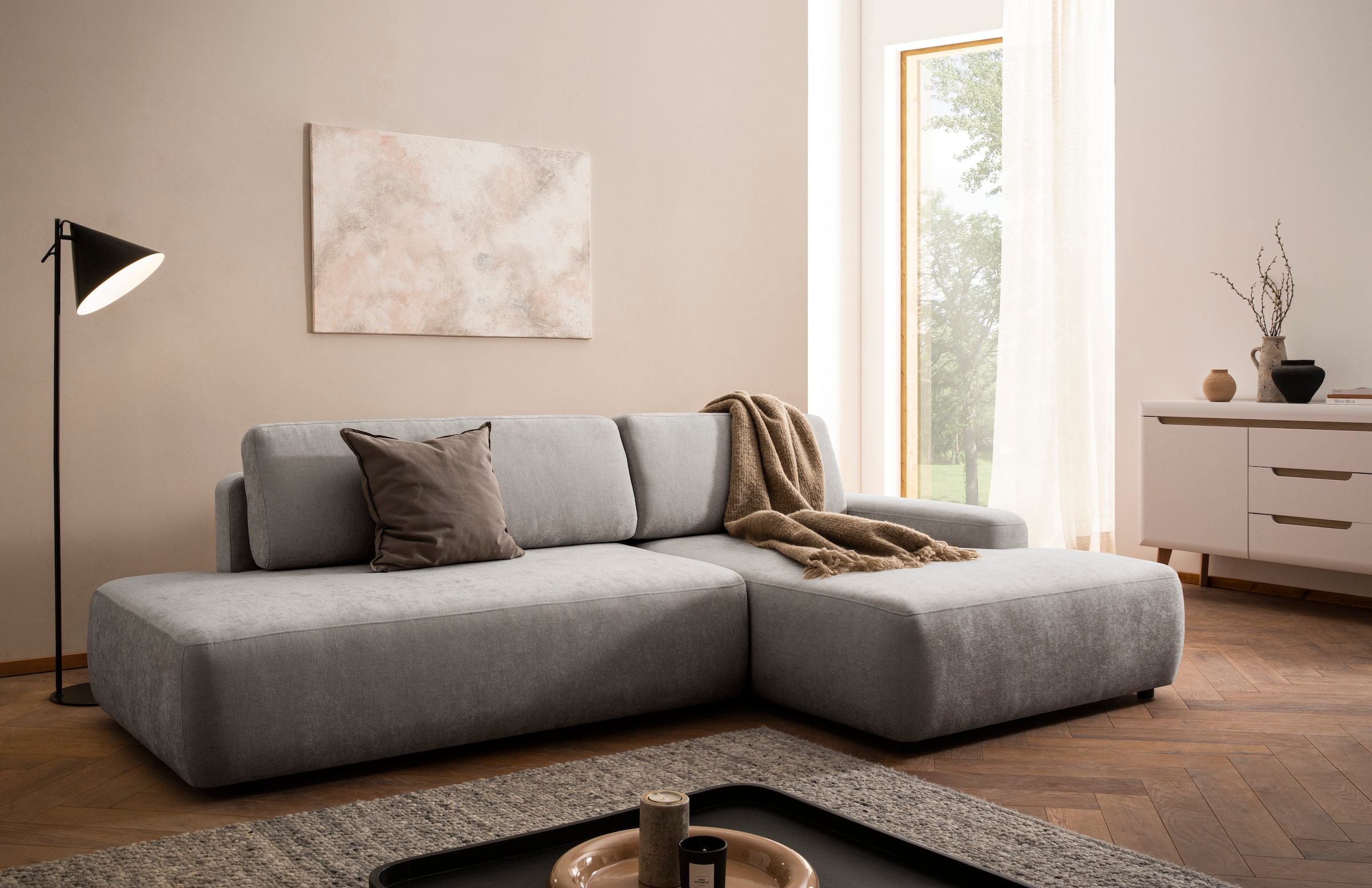 Home affaire Ecksofa "TORGE, Schlafsofa Cord, Samtvelours u. Strukur fein, günstig online kaufen