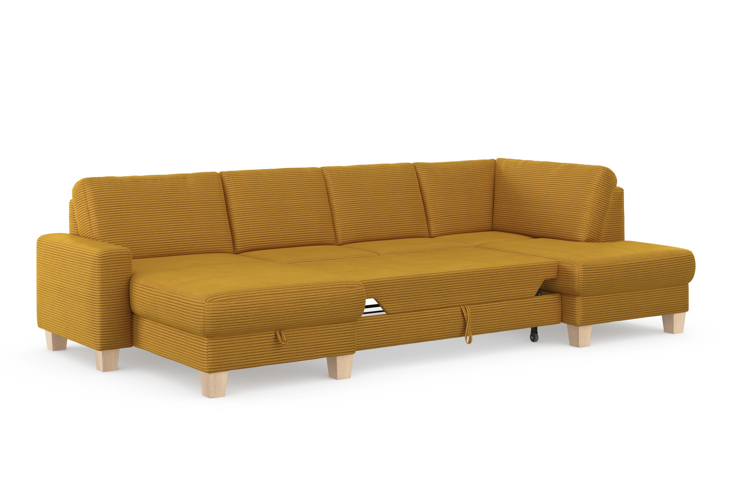 Home affaire Wohnlandschaft »Summer U-Form«, mit oder ohne Bettfunktion und Bettkasten, Cord-Bezug