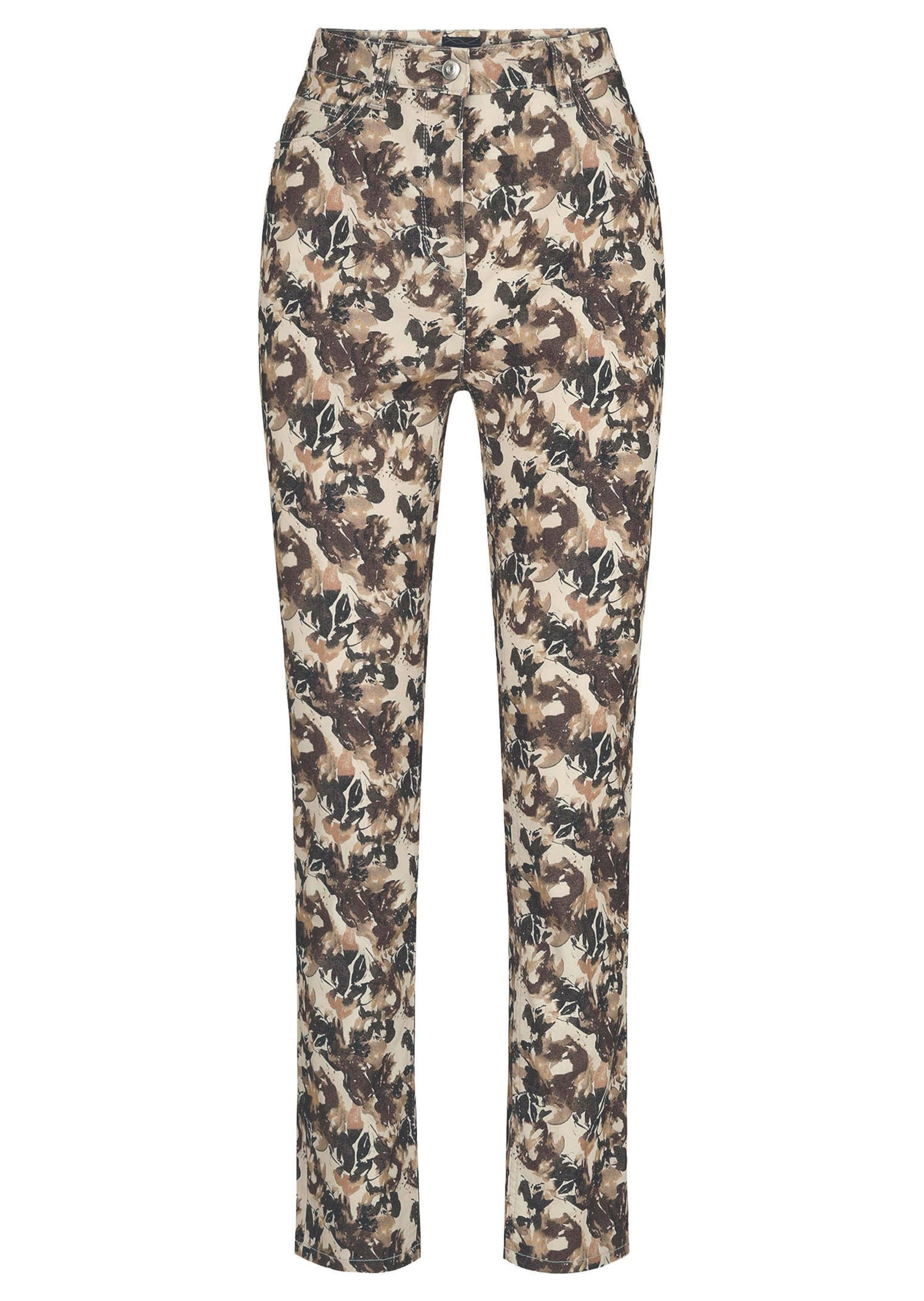 GOLDNER 2-in-1-Hose "Kurzgröße Druckhose LOUISA im Jeans-Look" kombistarker Alloverprint