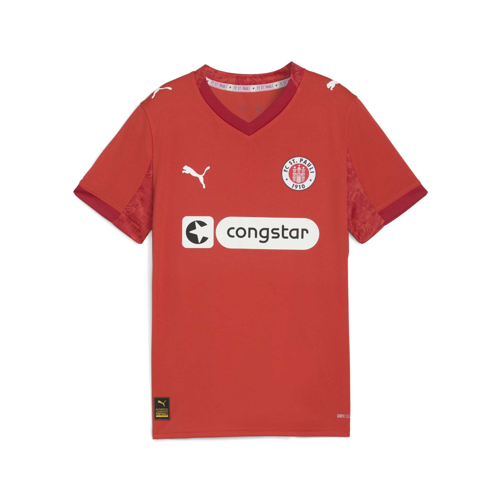 Trainingsshirt PUMA "FC St. Pauli 25/26 Viertes Trikot Jugendliche", Mädchen, Gr. 140, burnt rot weiß, Obermaterial: 100% Polyester; Rippe: 100% Polyester; Einsatz: 100% Polyester, clean, regular fit, Rundhals, Shirts