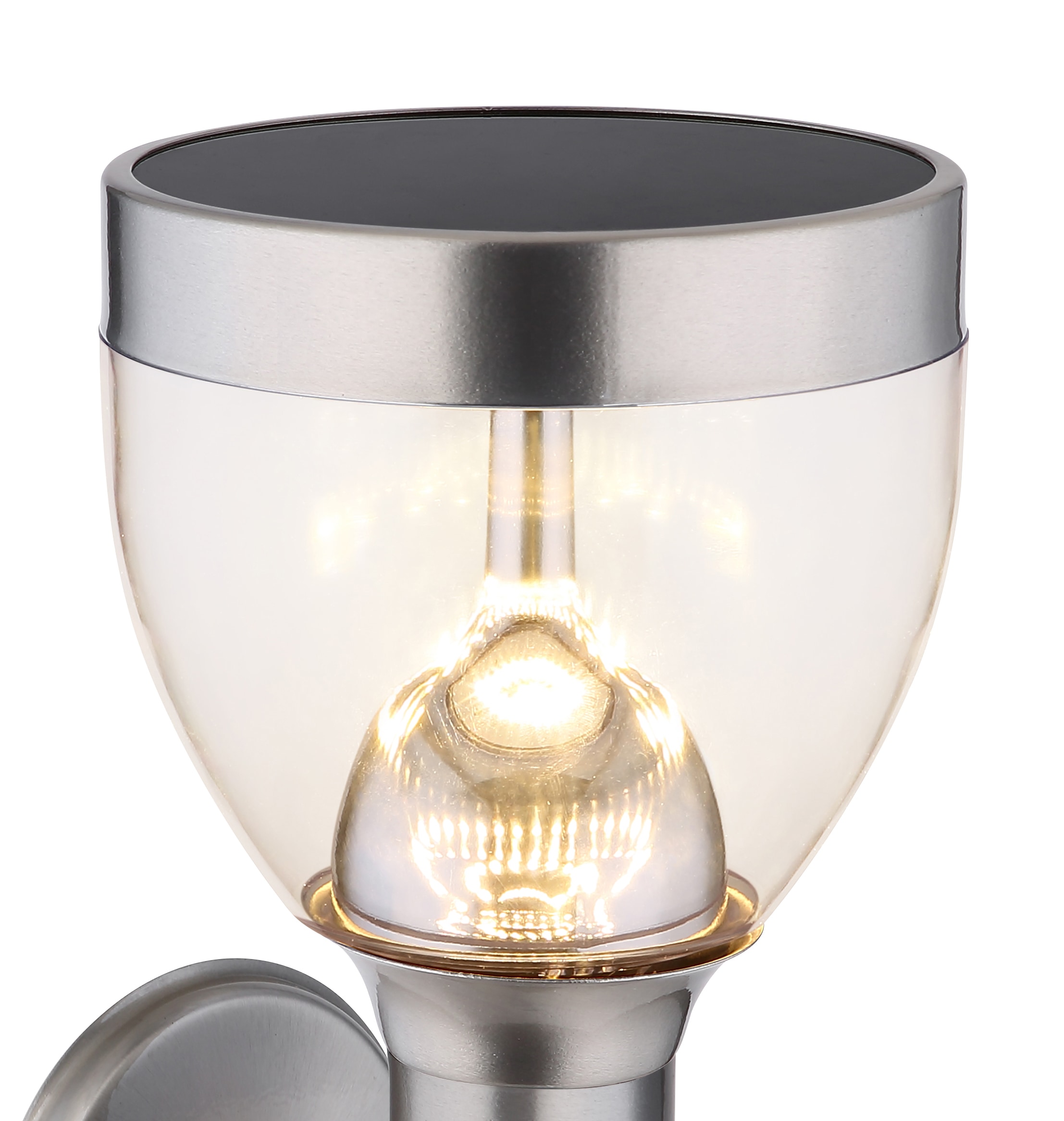 GLOBO LIGHTING LED Solarleuchte »SOLARLEUCHTE EDELSTAHL, 1XLED« LED-Modul 1 Stk. Warmweiß Kompakte Leuchte mit sensorgesteuerter Helligkeit