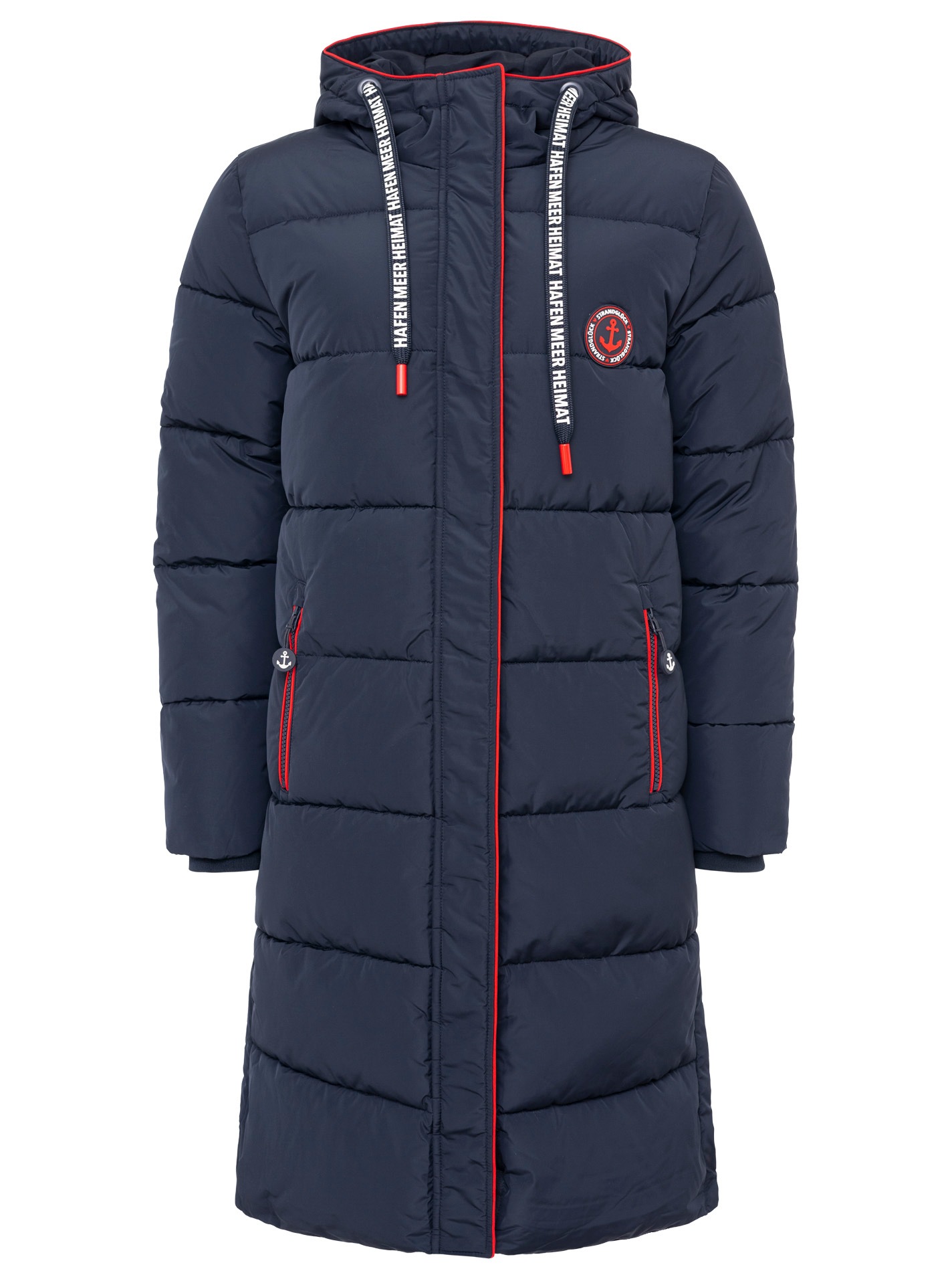 Zwillingsherz Steppmantel "Küstentraum", martimen Details, mit Kapuze und T günstig online kaufen