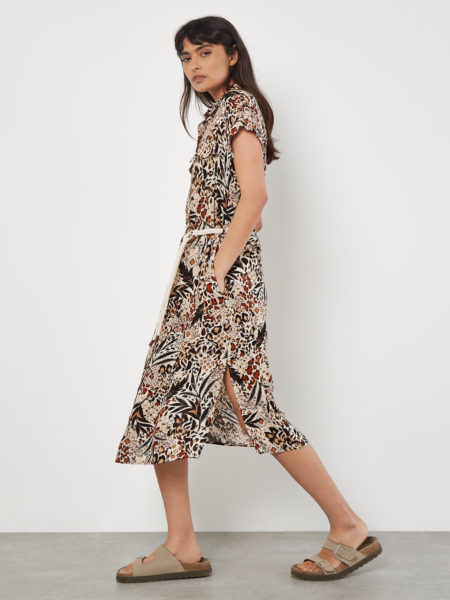 Apricot Midikleid »Mixed Animal Print Shirt Dress« 2 tlg. mit Kordel