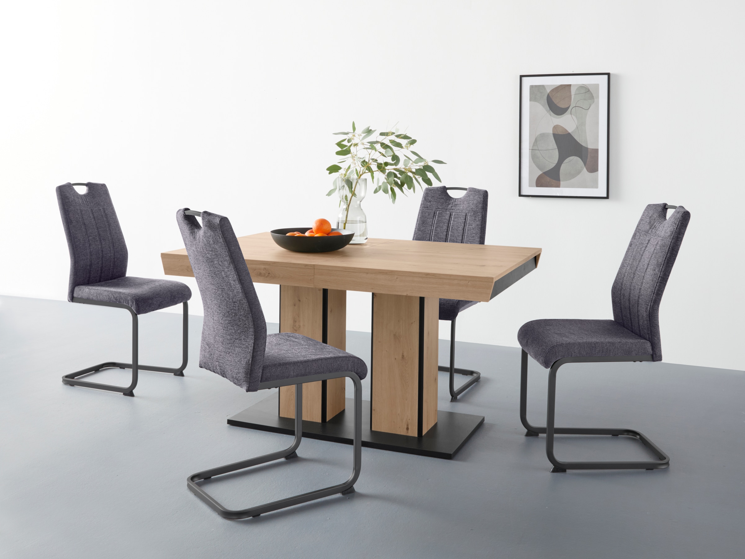 HELA 1100000002199 "Tisch ausziehbar 140 -220 cm," Set, 5 Stk. tlg. Belastbarkeit 140 KG, bequem gepolstert mit Griff