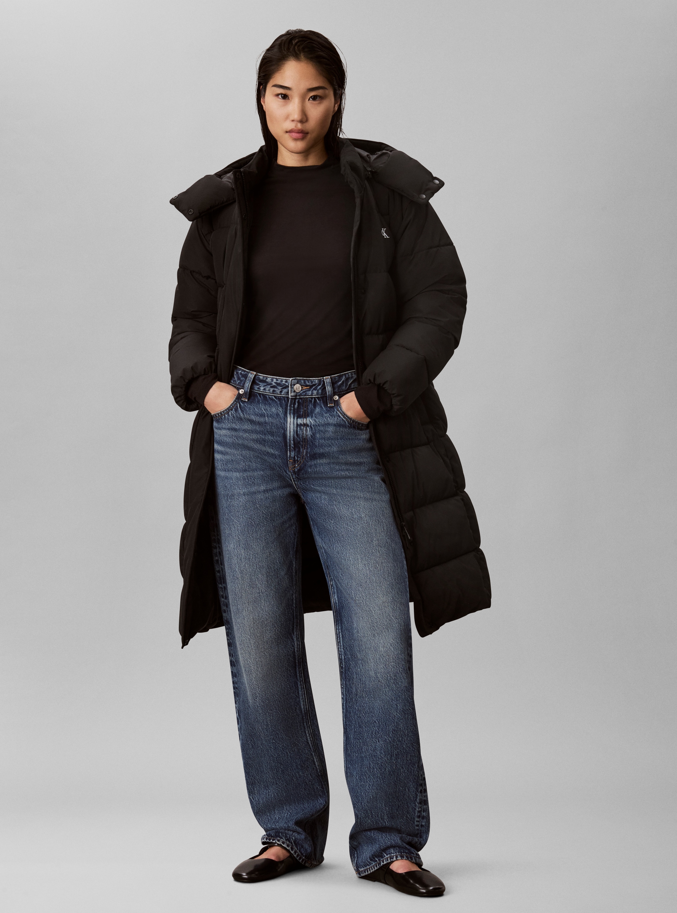 Calvin Klein Jeans Steppmantel »MATTE LONG PUFFER« Regular fit mit Kapuze