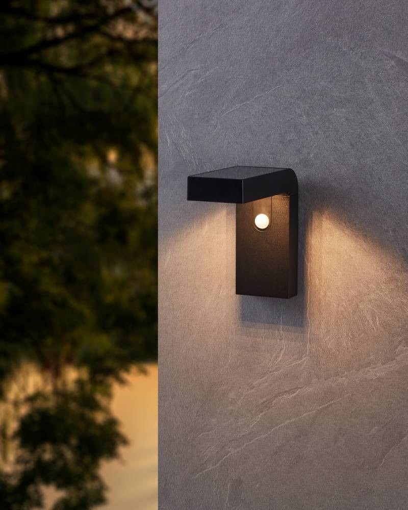 EGLO Wandleuchte »BARACCONI«, 18 flammig, Leuchtmittel LED-Modul | LED wechselbar, Solarlampe mit Bewegungsmelder, Dämmerungssensor, solar, schwarz, IP44