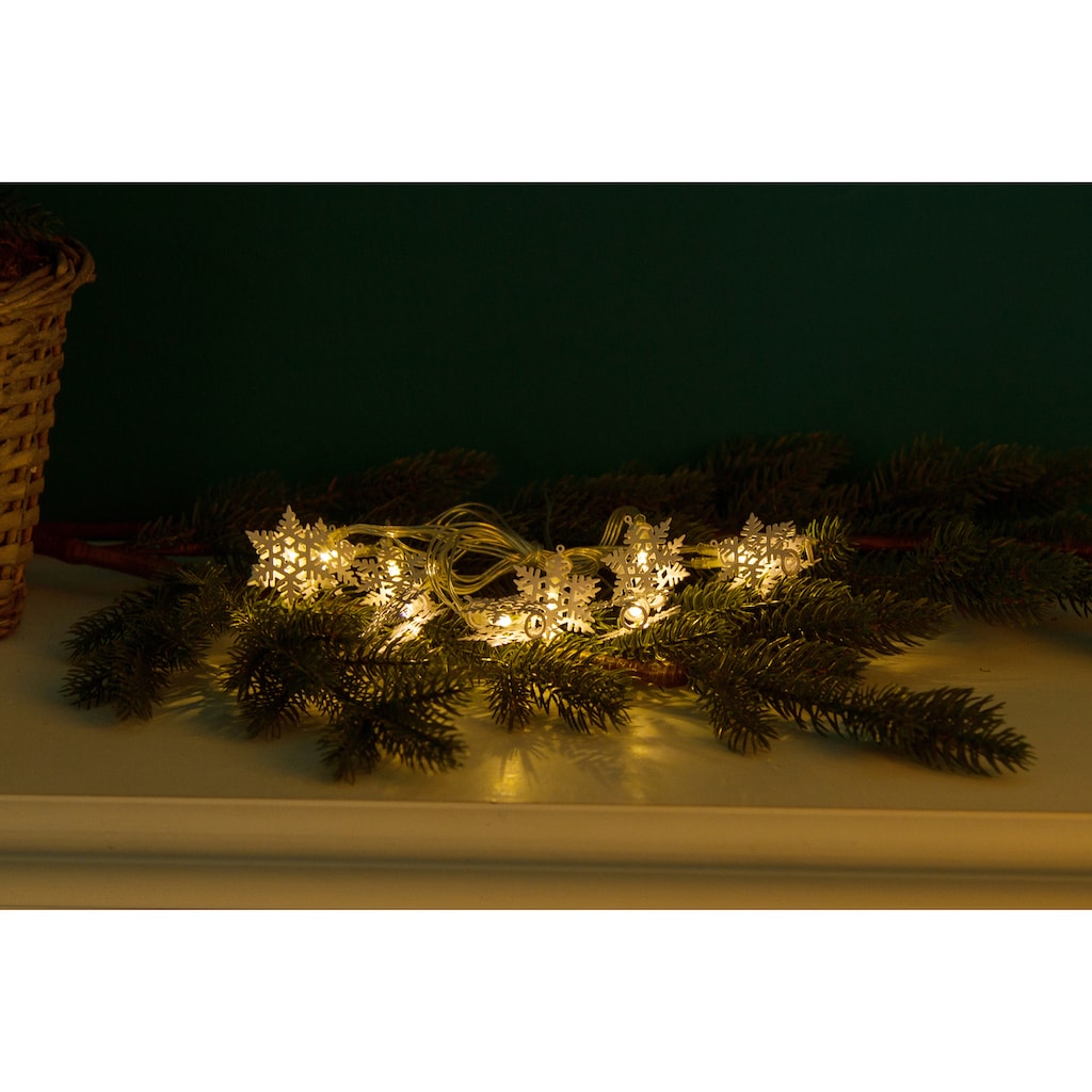 Myflair Möbel & Accessoires LED-Lichterkette »Weihnachtsdeko«, mit Schneeflocken, mit 10 LEDs, Länge ca. 180 cm