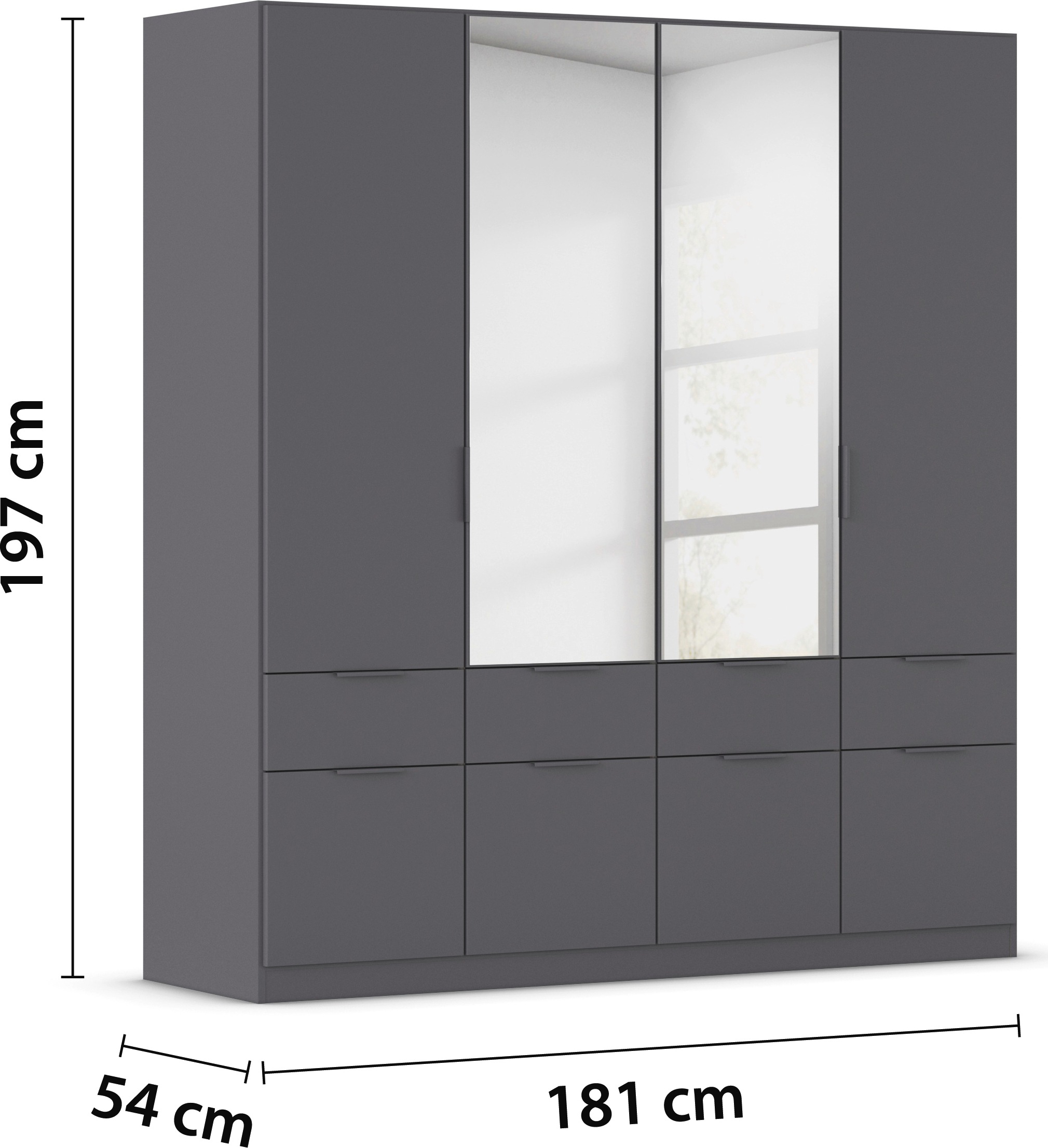 rauch Kleiderschrank »Kleiderschrank Schrank Garderobe Wäscheschrank DUNDEE«, (mit 3 Griff-Varianten), Schubladen in zwei Höhen, optional mit Spiegel MADE IN GERMANY